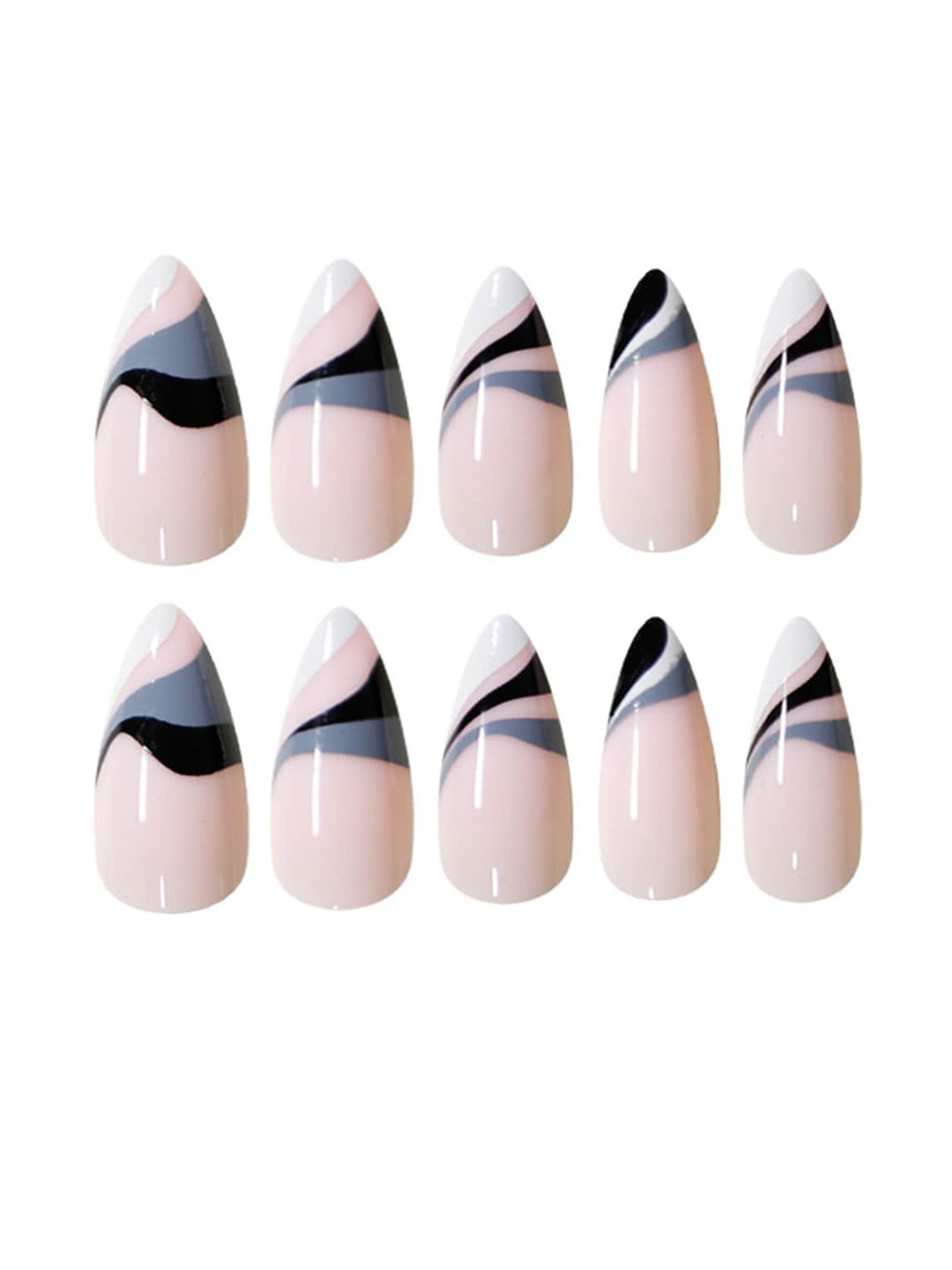 

Secret Lives 24-Pcs Geometric Lines Nail Art, Pink