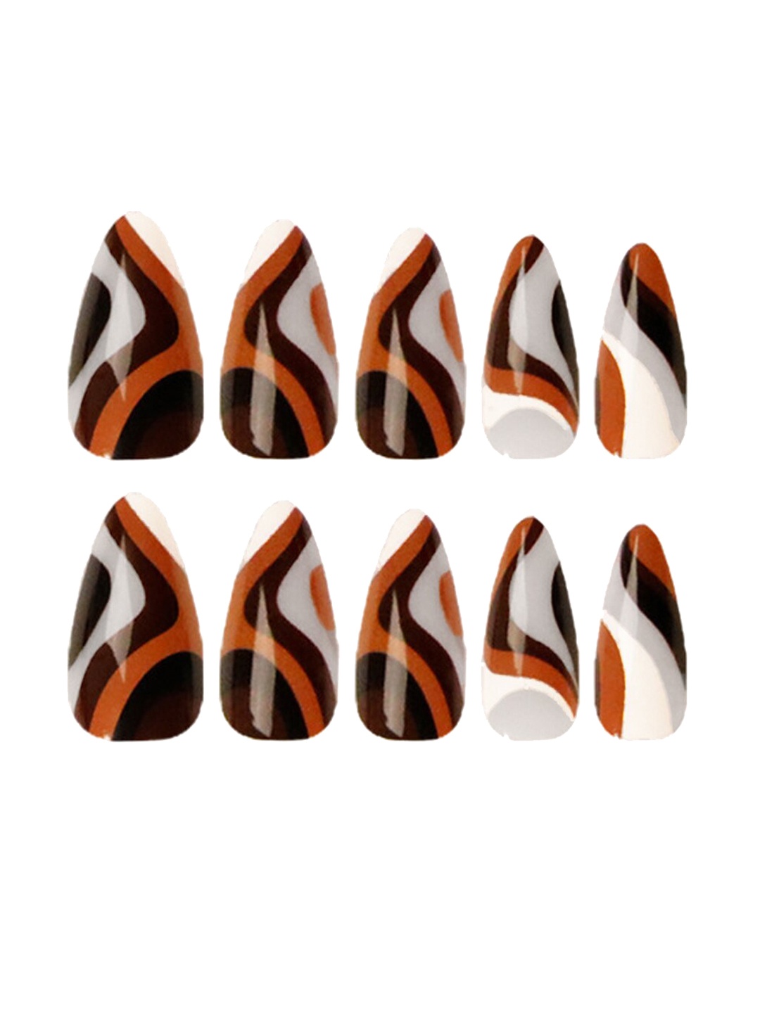 

Secret Lives 24-Pcs Translucent Curve Design Nail Art, Brown