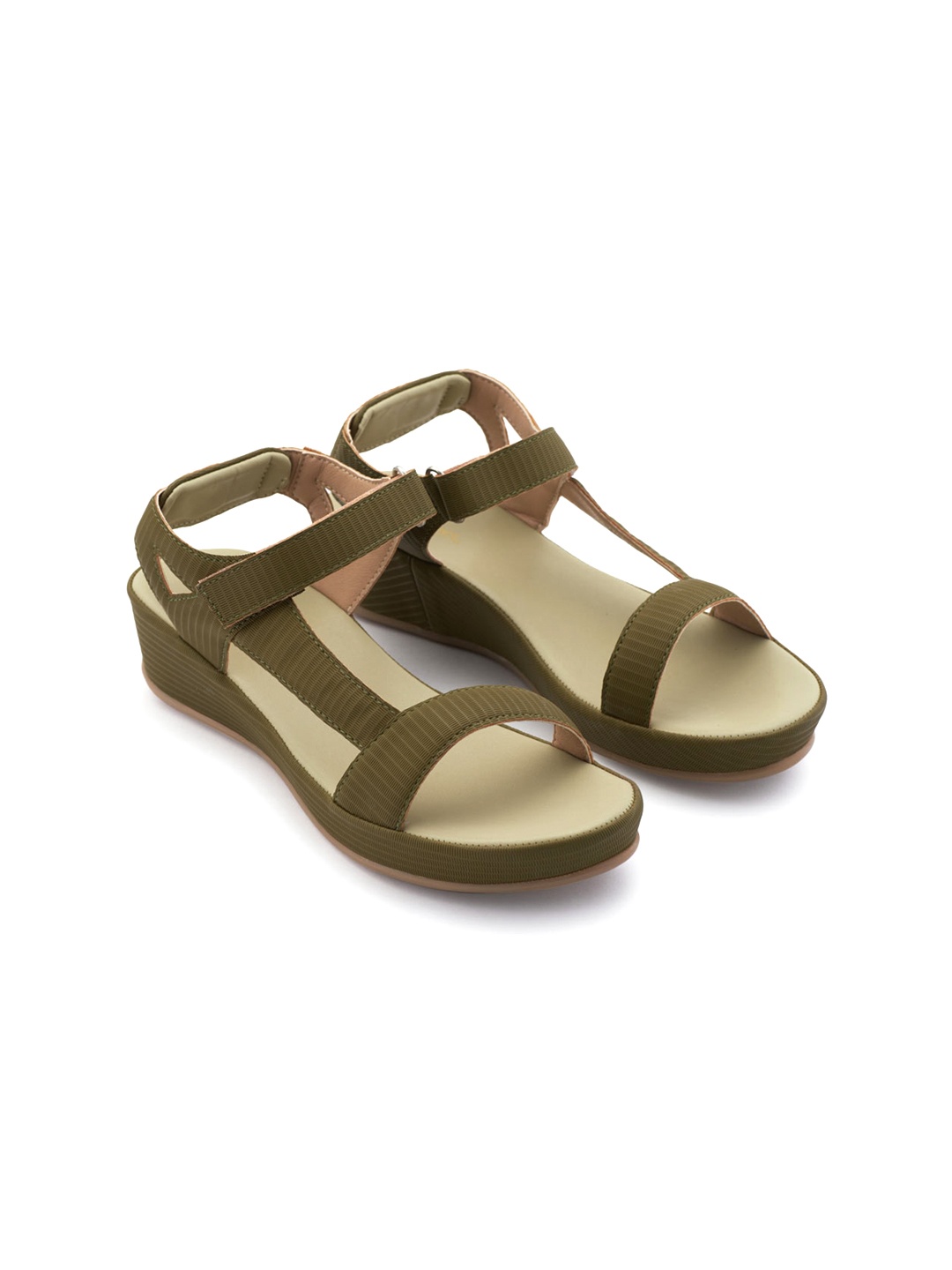 

PEPITOES Open Toe Comfort Heels, Olive