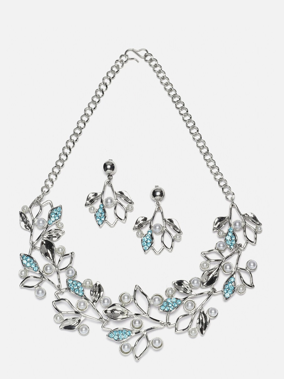 

Kennice Silver Plated Cubic Zirconia Studded Jewellery Set
