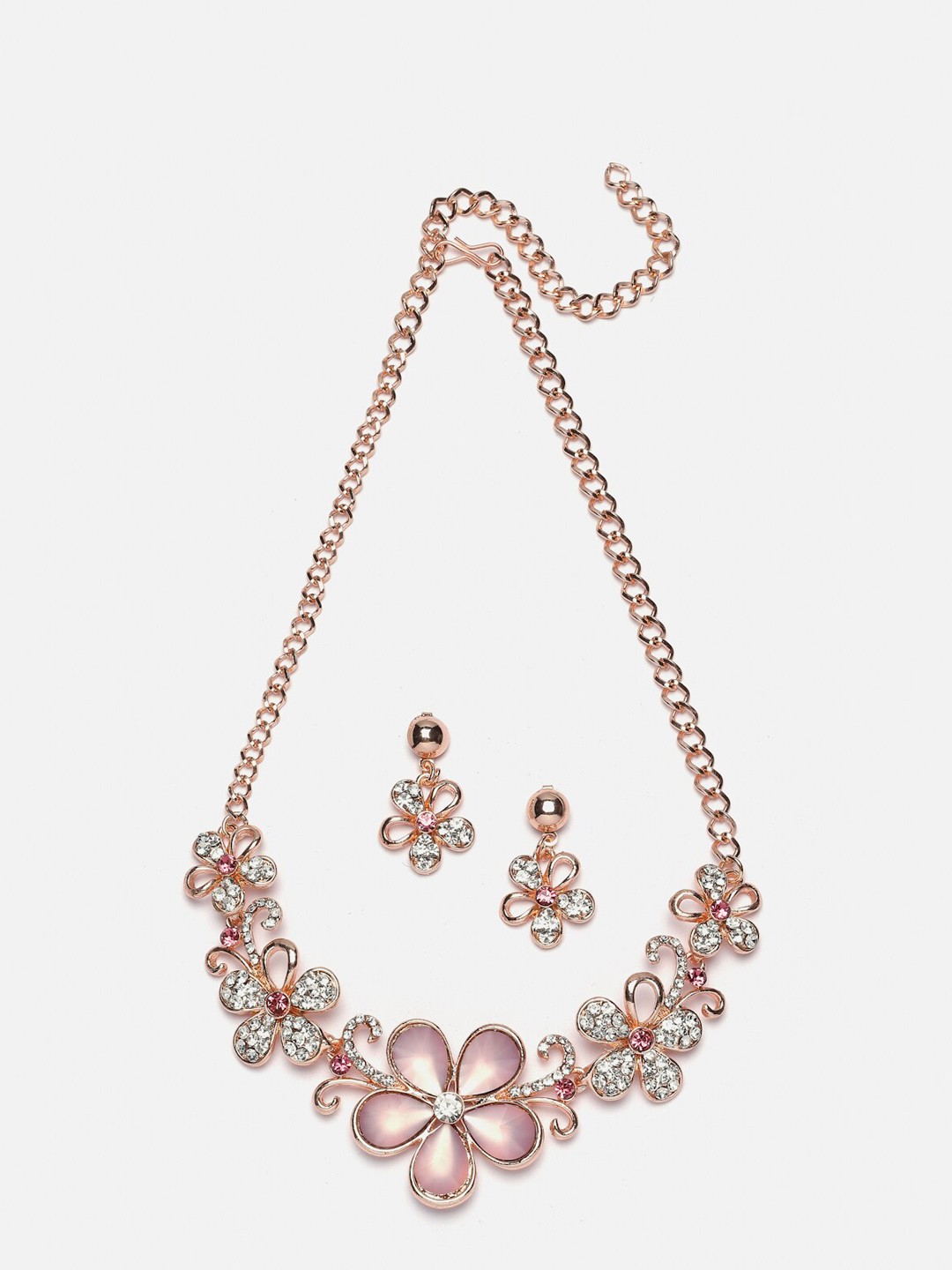 

Kennice Rose-Gold Plated American Diamond Studded Jewellery Set