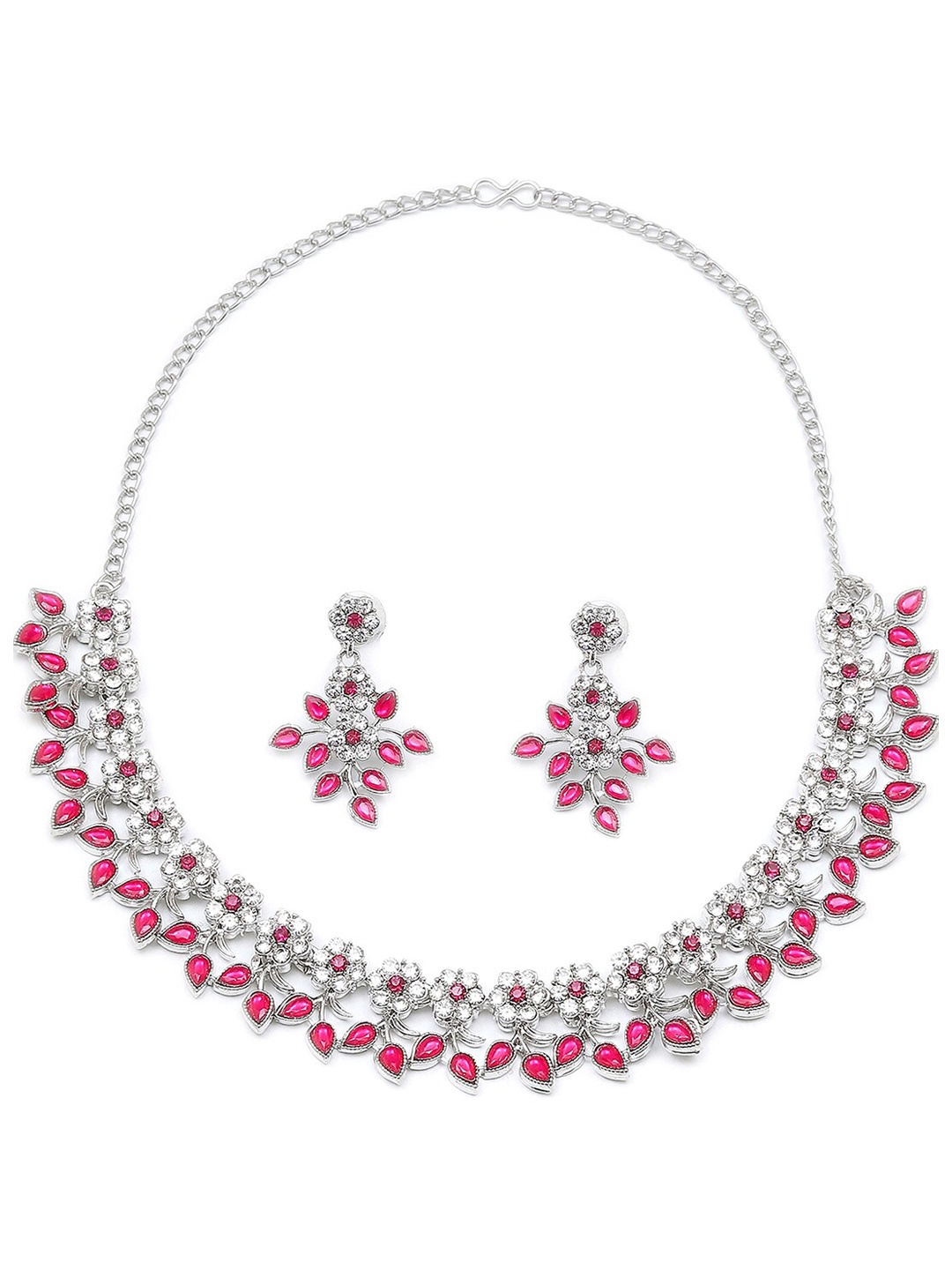 

Kennice Rhodium Plated Cubic Zirconia studded Jewellery Set, Silver