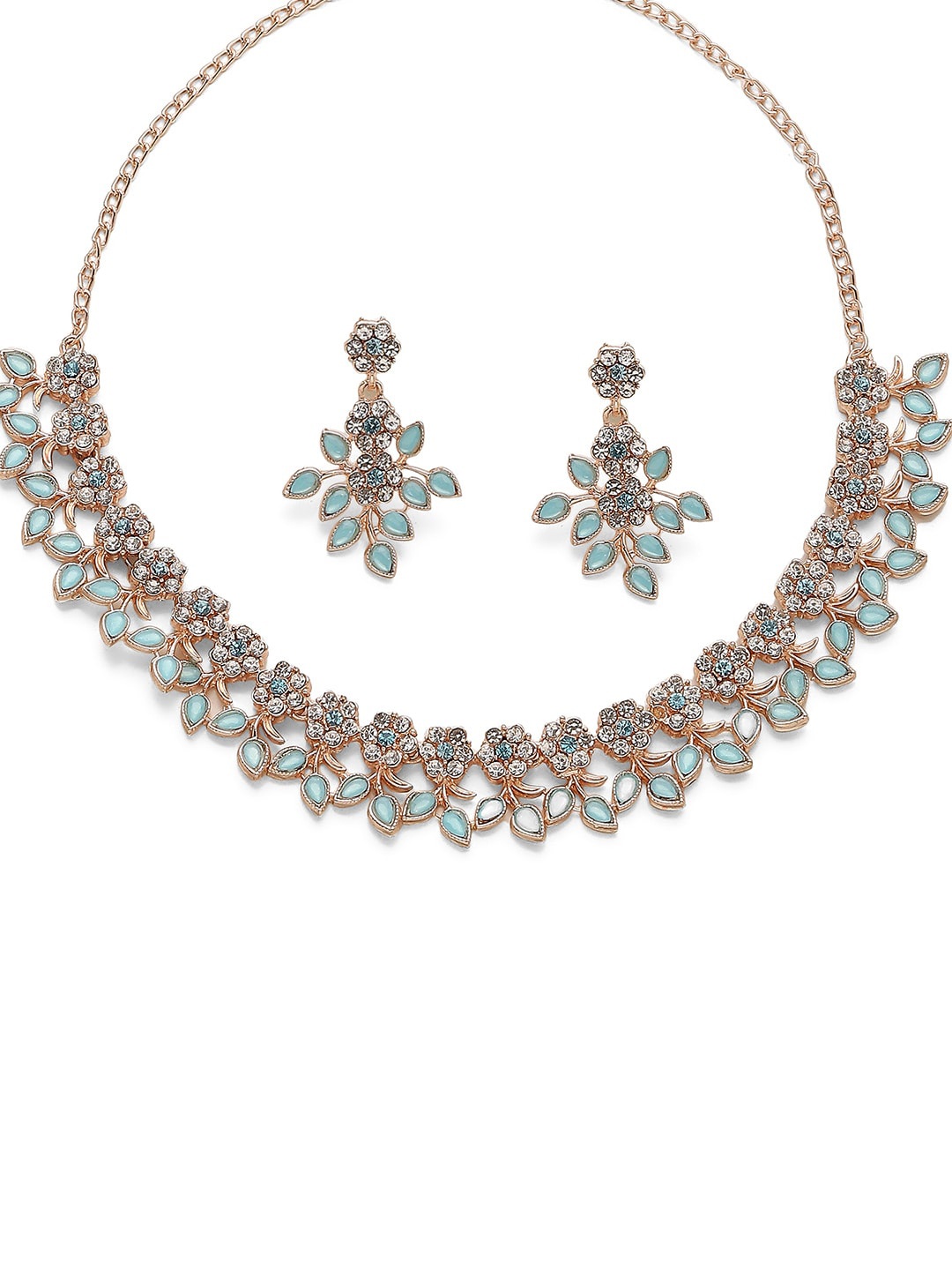 

Kennice Rose-Gold Plated Cubic Zirconia Studded Jewellery Set