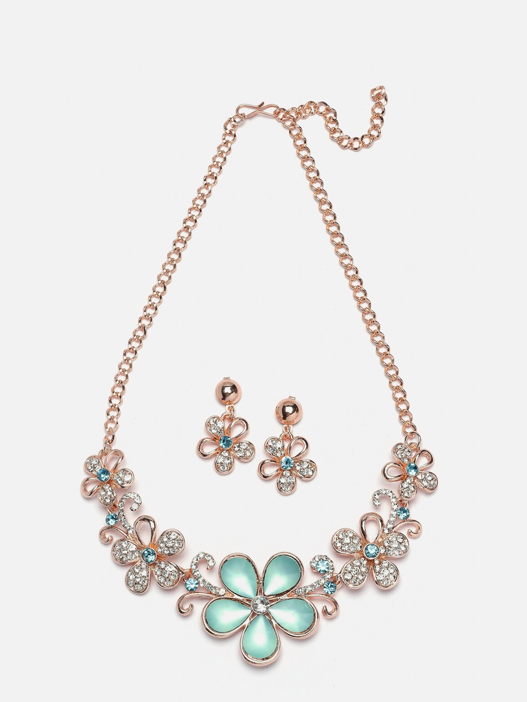

Kennice Rose Gold-Plated AD Stone-Studded Jewellery Set