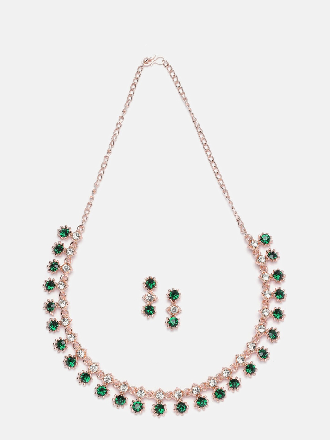 

Kennice Rose Gold-Plated AD Stone-Studded Jewellery Set