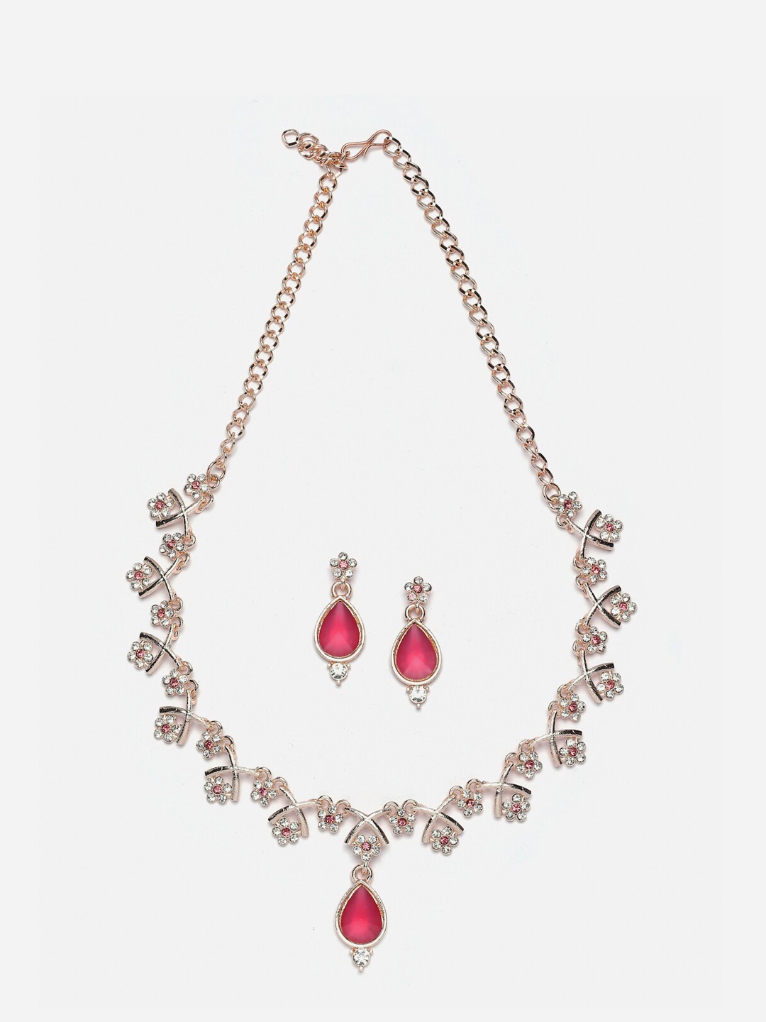 

Kennice Rose Gold-Plated AD-Studded & Beaded Jewellery Set
