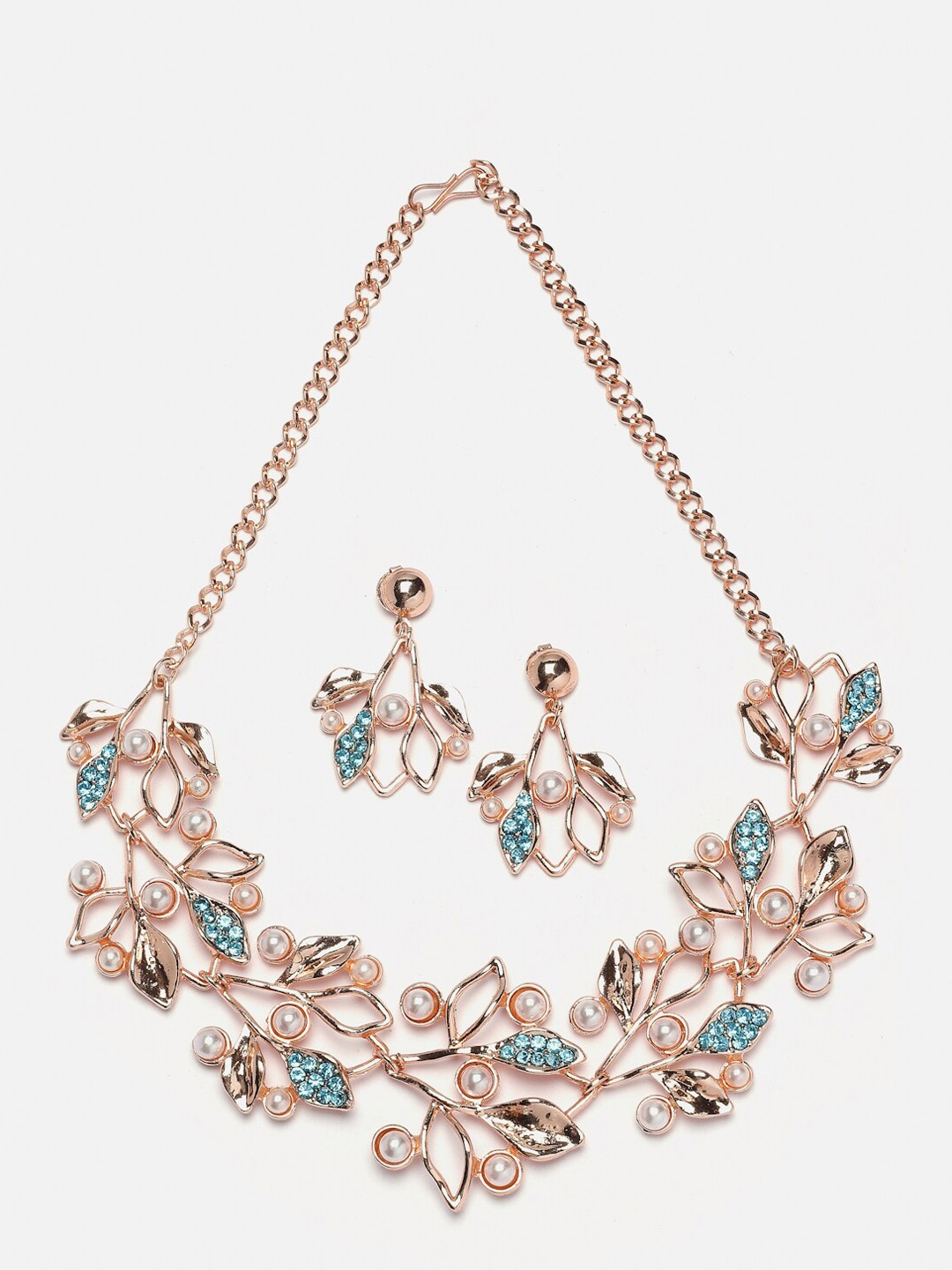 

Aazeen Gold-plated Cubic Zirconia-Studded Pearls Beaded Jewellery Set, Rose gold