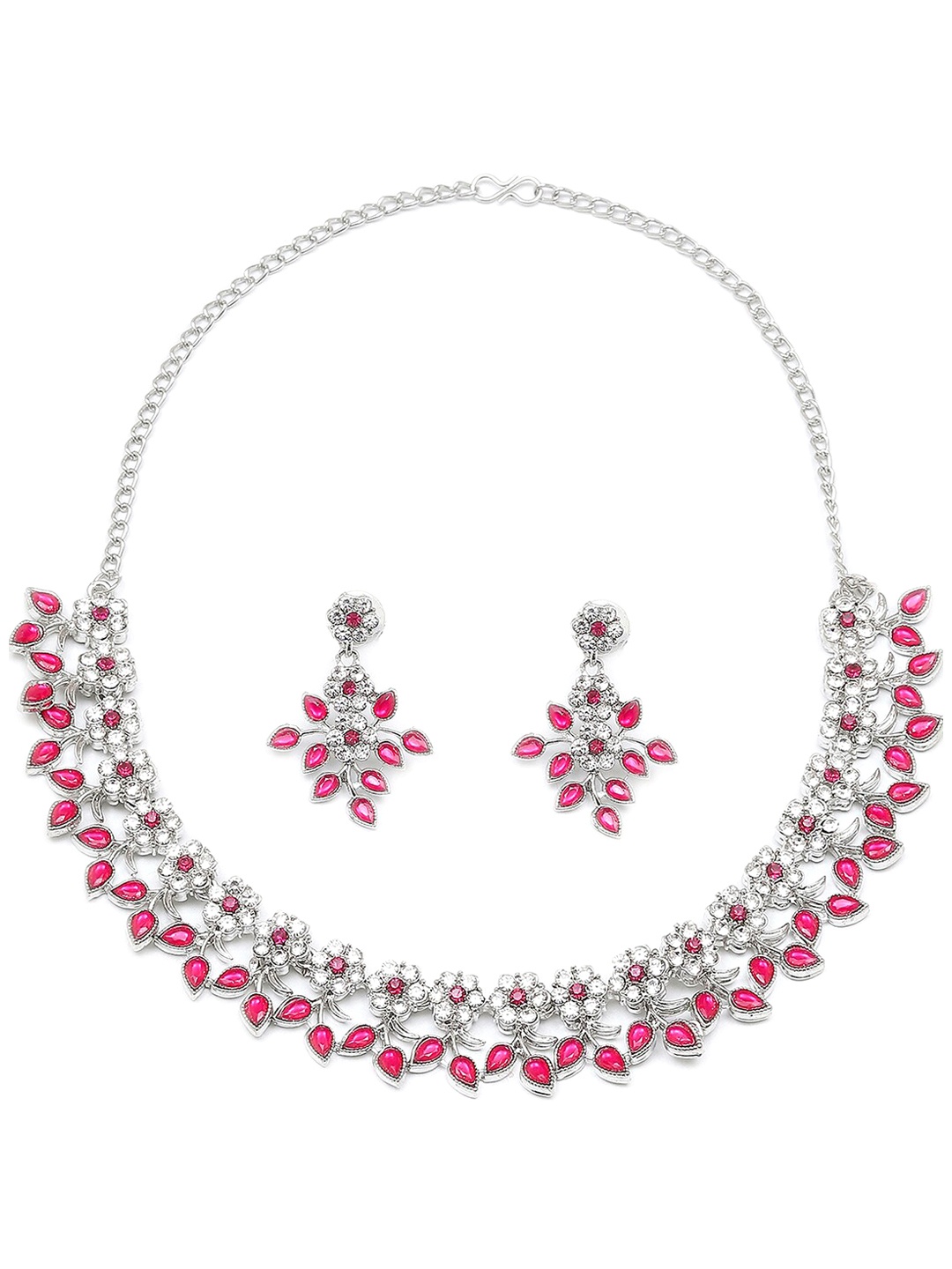

Aazeen Rhodium-Plated Cubic Zirconia Studded Jewellery Set, Silver