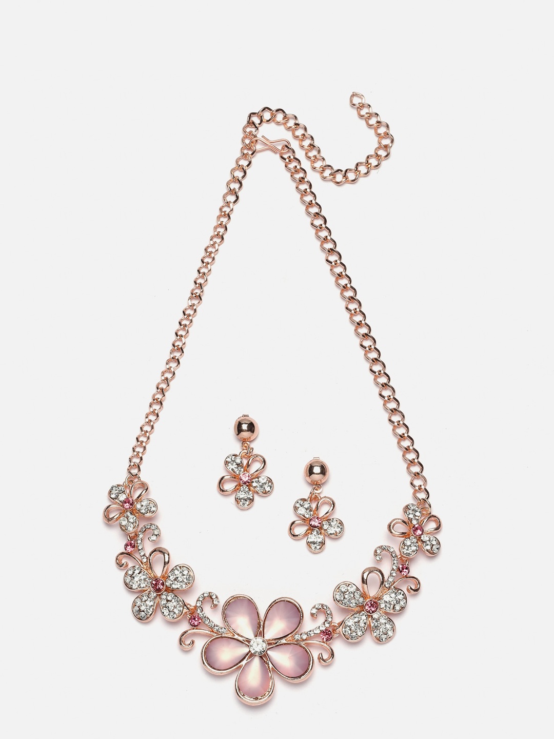 

Aazeen Rose Gold-Plated American Diamond Stone-Studded Jewellery Set