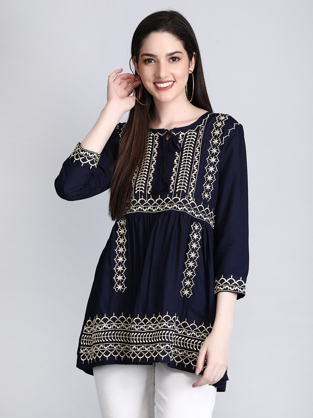

SGRF Ethnic Motifs Embroidered Top, Blue