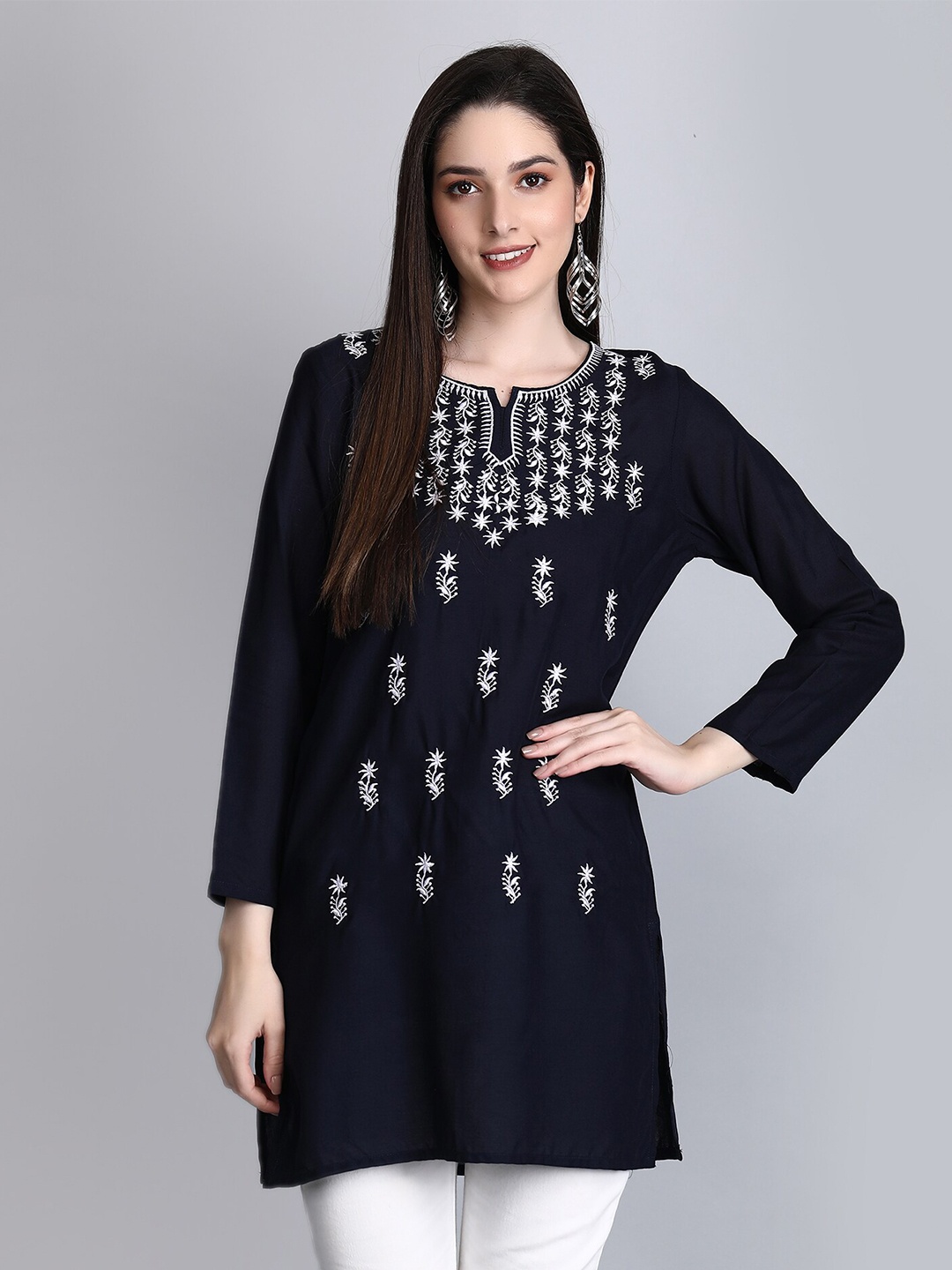 

SGRF Ethnic Motifs Embroidered Kurti, Blue