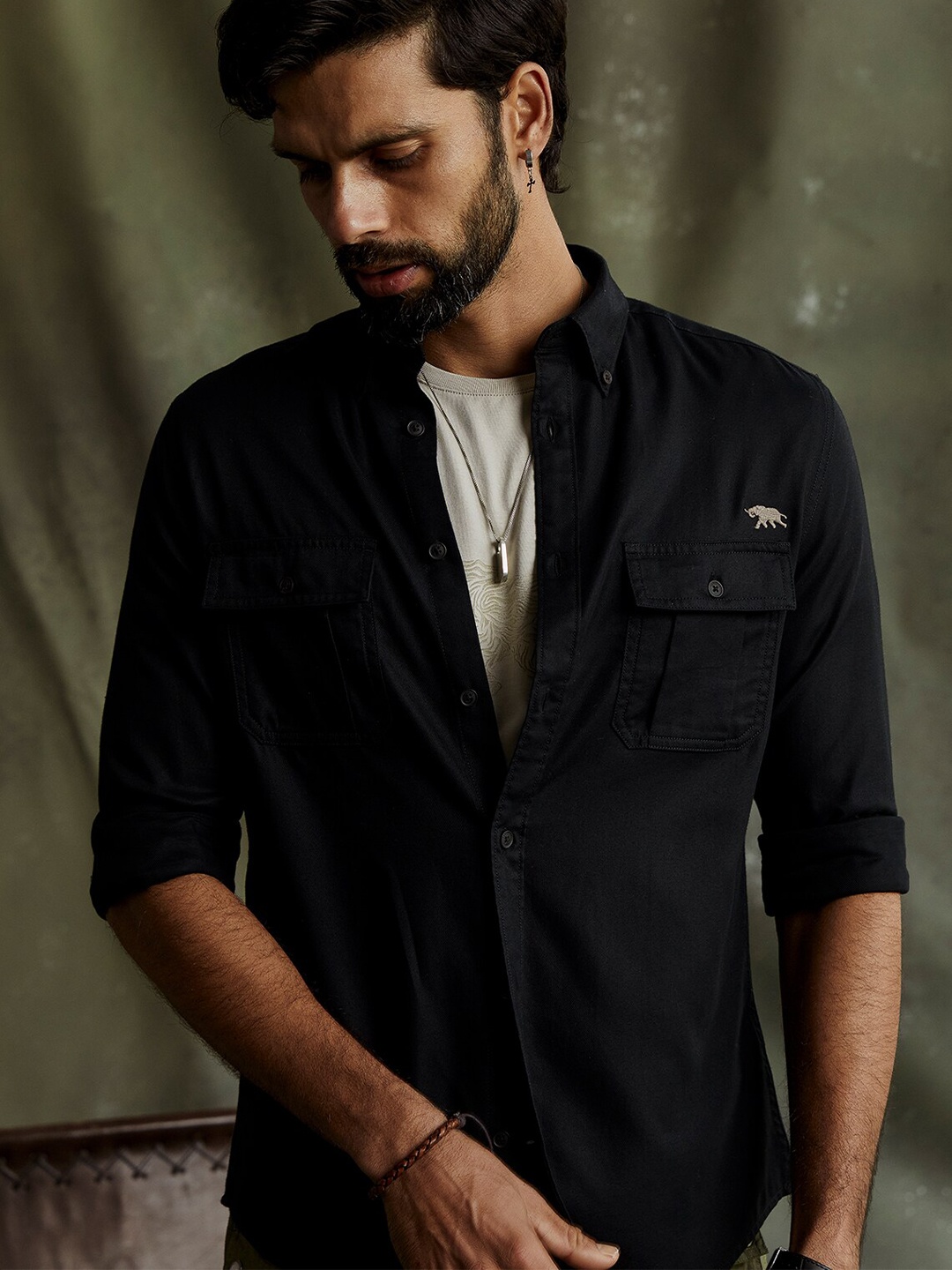 

Andamen Premium Cotton Casual Shirt, Black