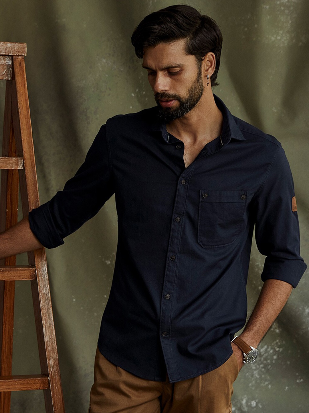 

Andamen Premium Cotton Casual Shirt, Navy blue
