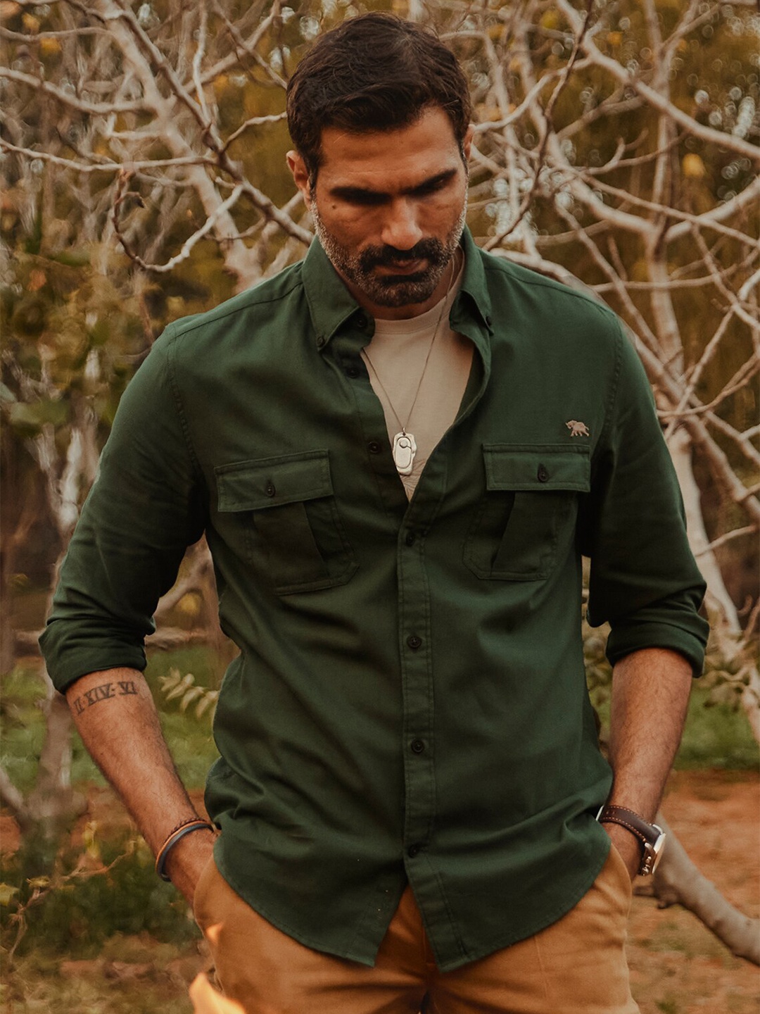 

Andamen Premium Cotton Casual Shirt, Green