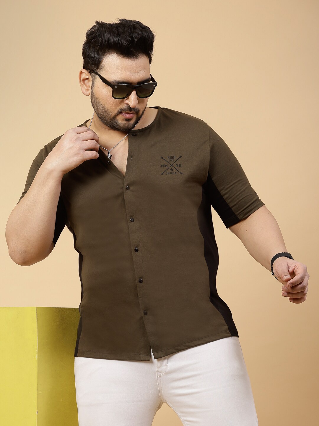 

Rigo Plus Size & Cut & Sew Knitted Shirt, Olive