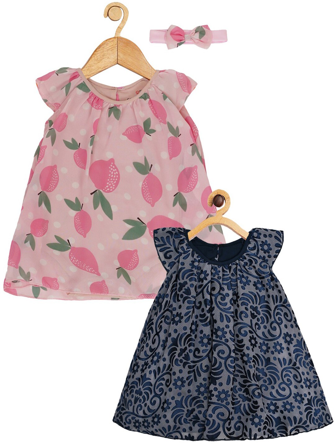 

Creative Kids Infants Girls Pack of 2 Floral Printed A-Line Dress, Pink