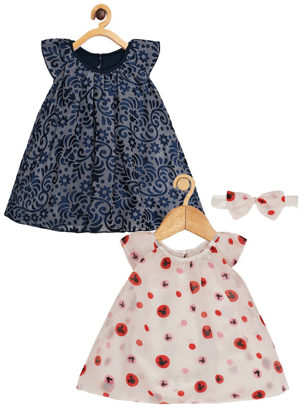 

Creative Kids Infants Girls Pack Of 2 Floral Printed Cap Sleeves A-Line Romper Dress, White