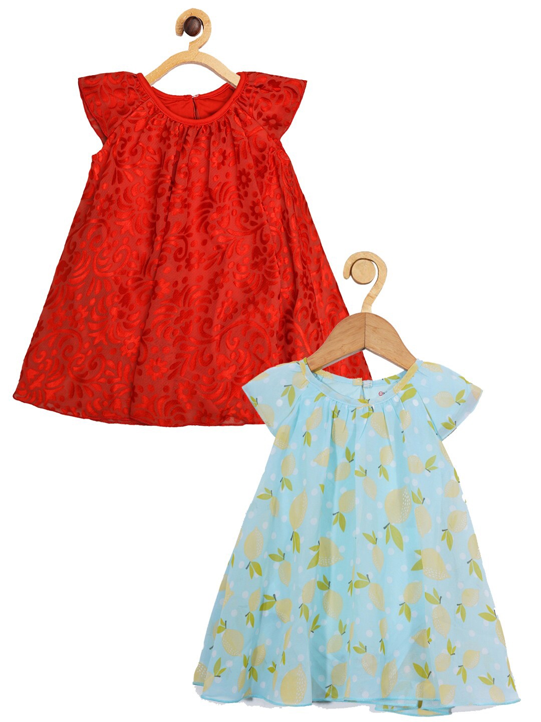 

Creative Kids Infants Girls Pack of 2 Self Design A-Line Dress, Red