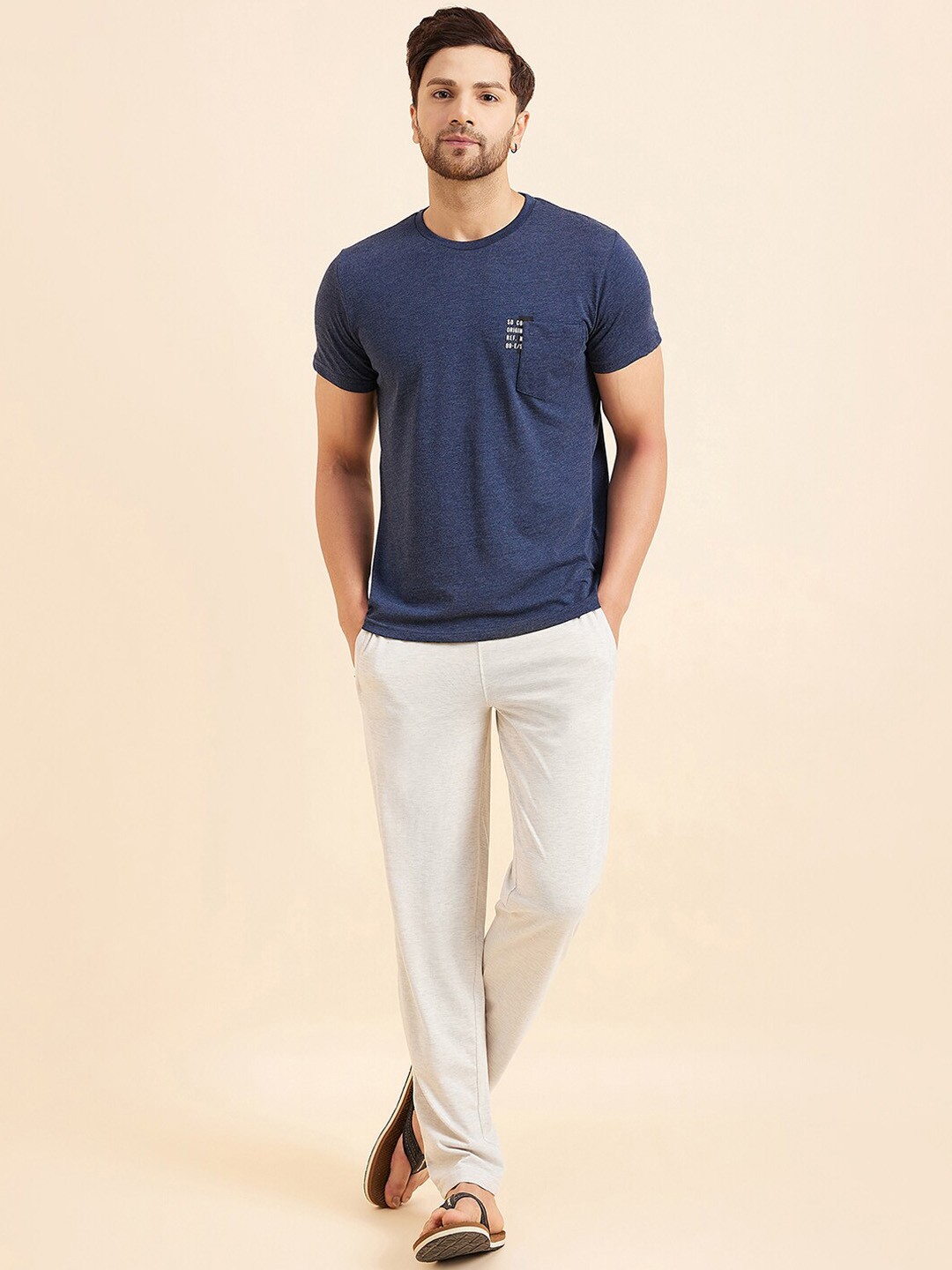 

Sweet Dreams Navy Blue And Grey Pure Cotton Night suit