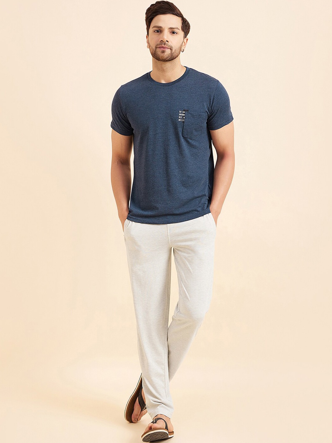 

Sweet Dreams Navy Blue And Grey Pure Cotton Night suit, Teal