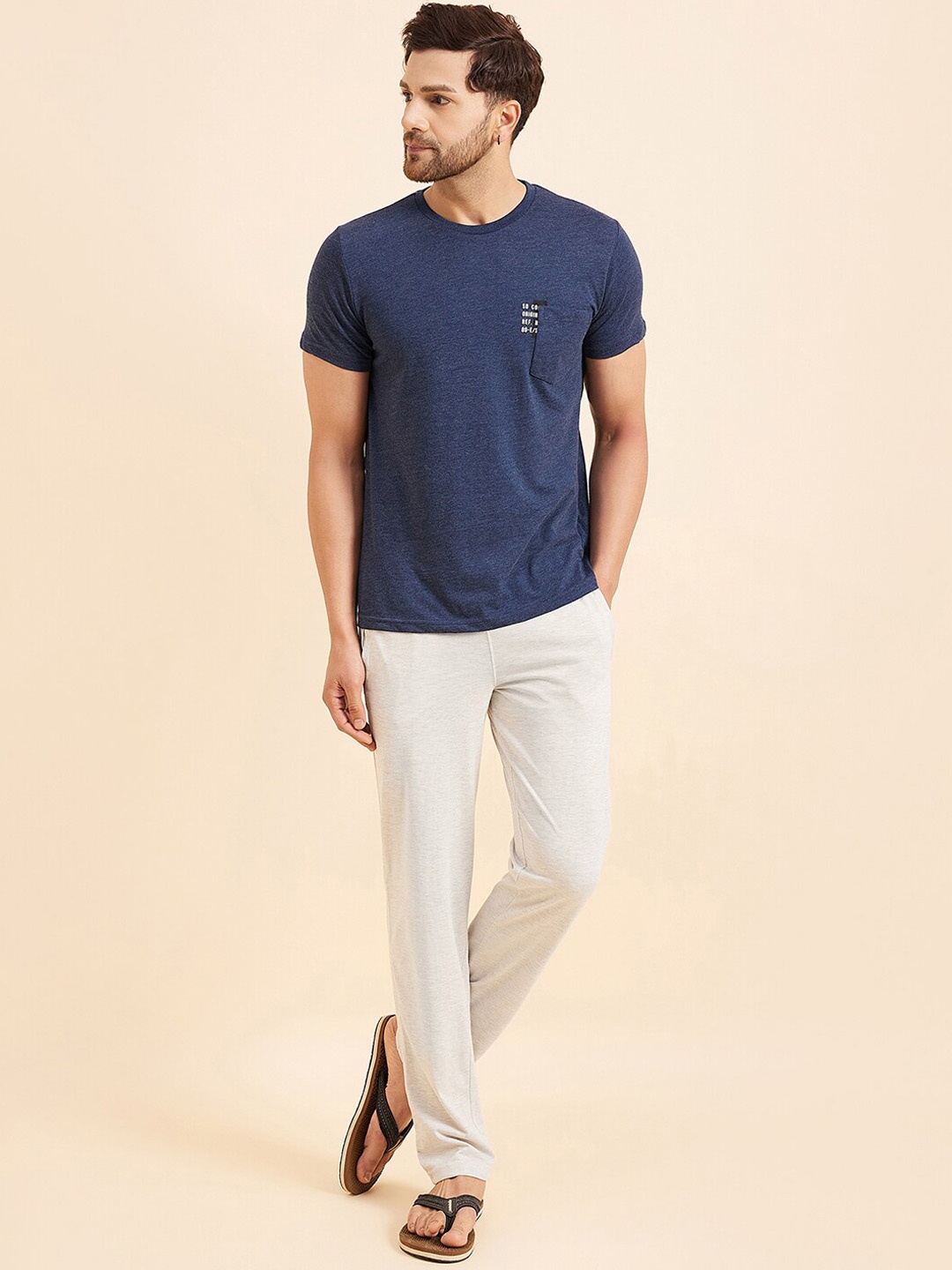 

Sweet Dreams Navy Blue And Grey Pure Cotton Night suit
