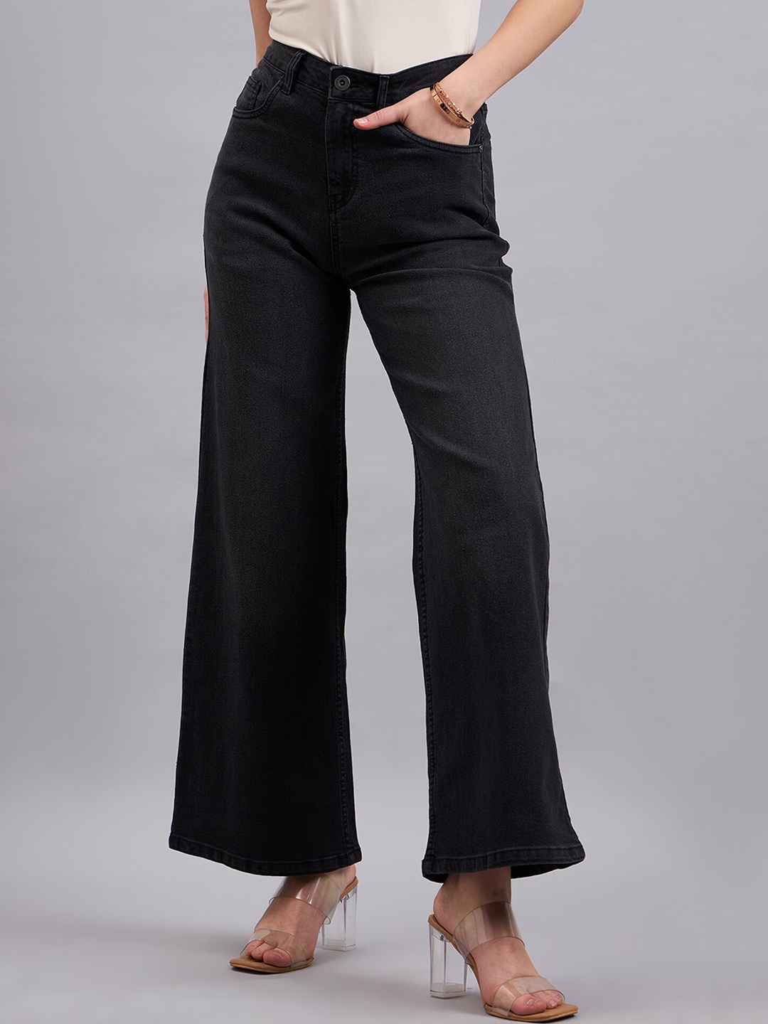 

Chemistry Women Comfort Wide Leg High-Rise Stretchable Jeans, Black