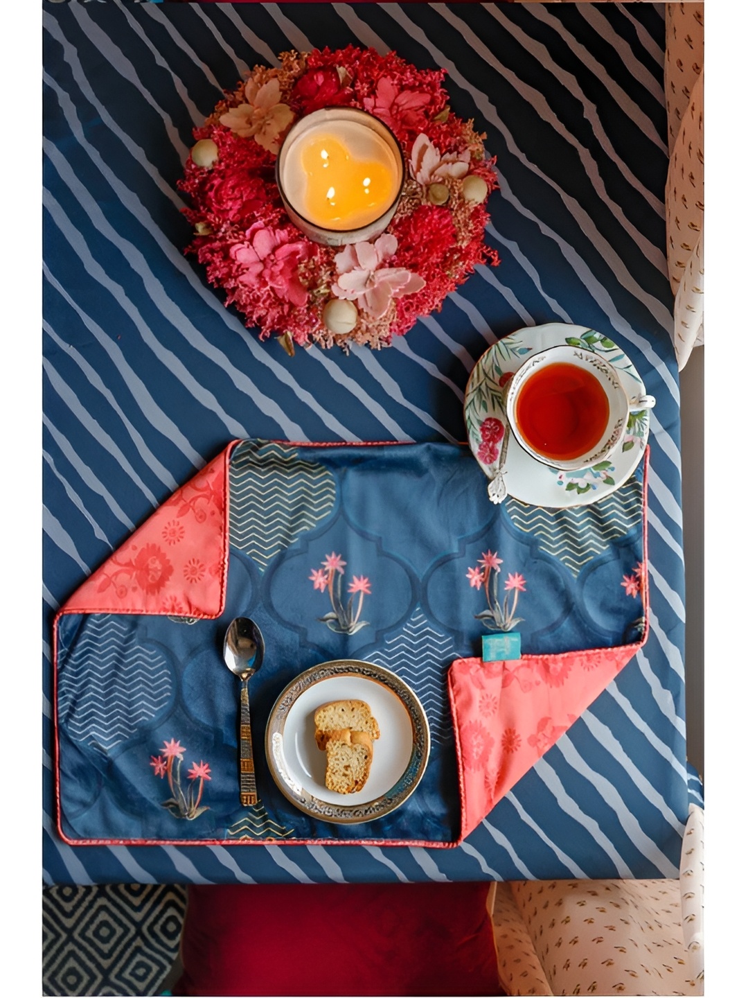 

design station Blue & Pink Printed Rectangle Table Placemat