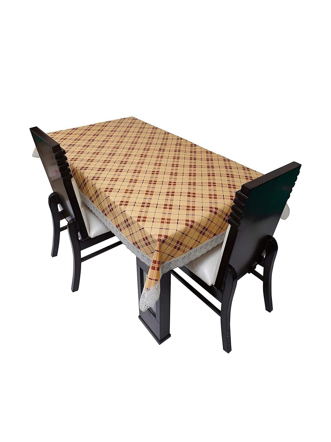 

CASA-NEST Orange & Brown Printed 4-Seater Table Cover