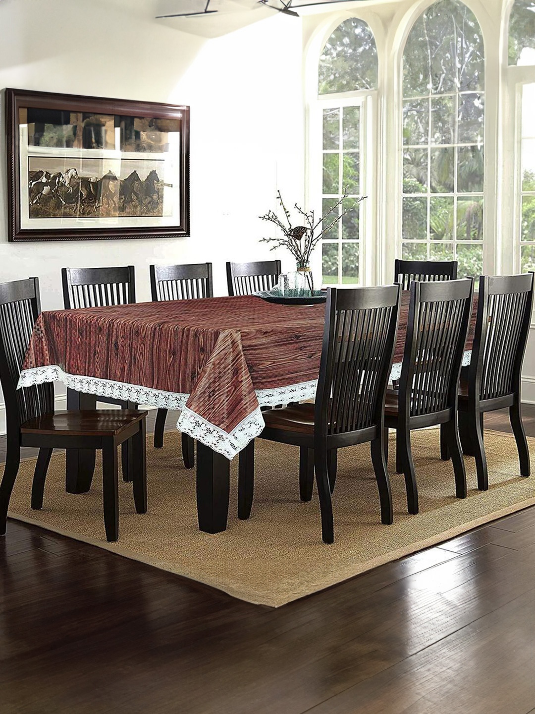 

CASA-NEST Brown Printed Rectangle 4-Seater Table Cover