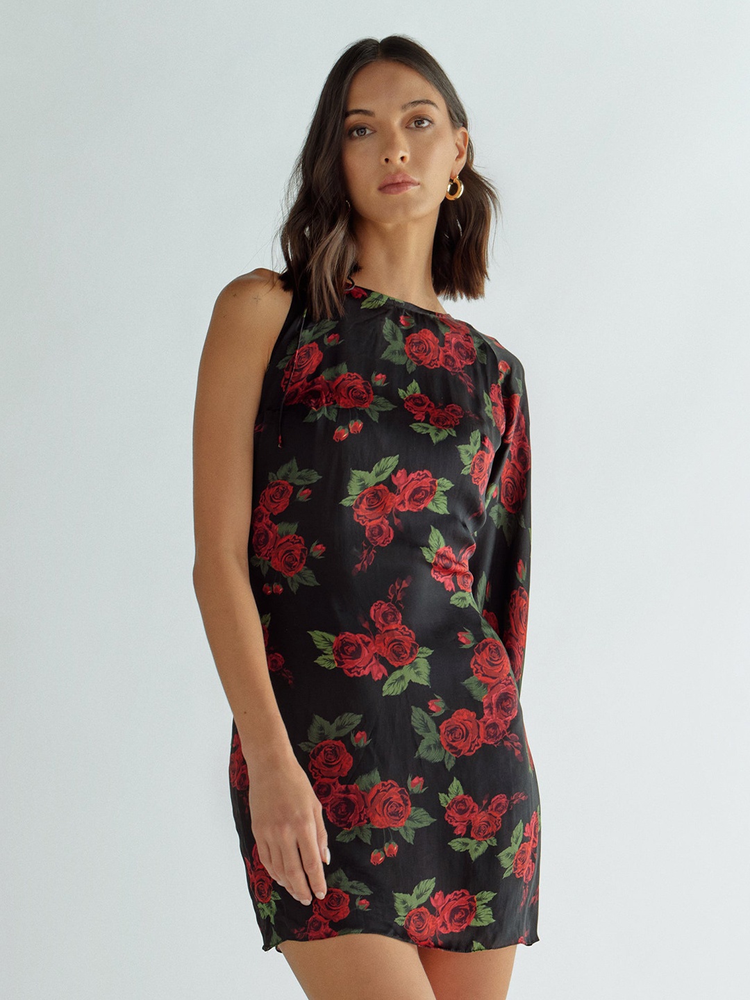 

WESTHOOD Floral Print Bodycon Mini Dress, Black