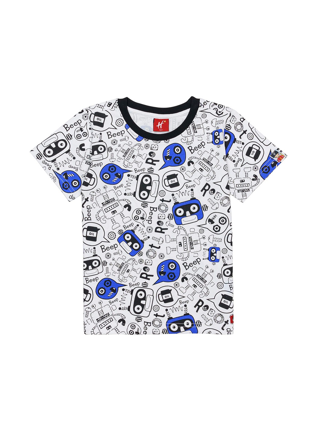

H By Hamleys Boys Graphic Printed Cotton Casual T-shirt, White