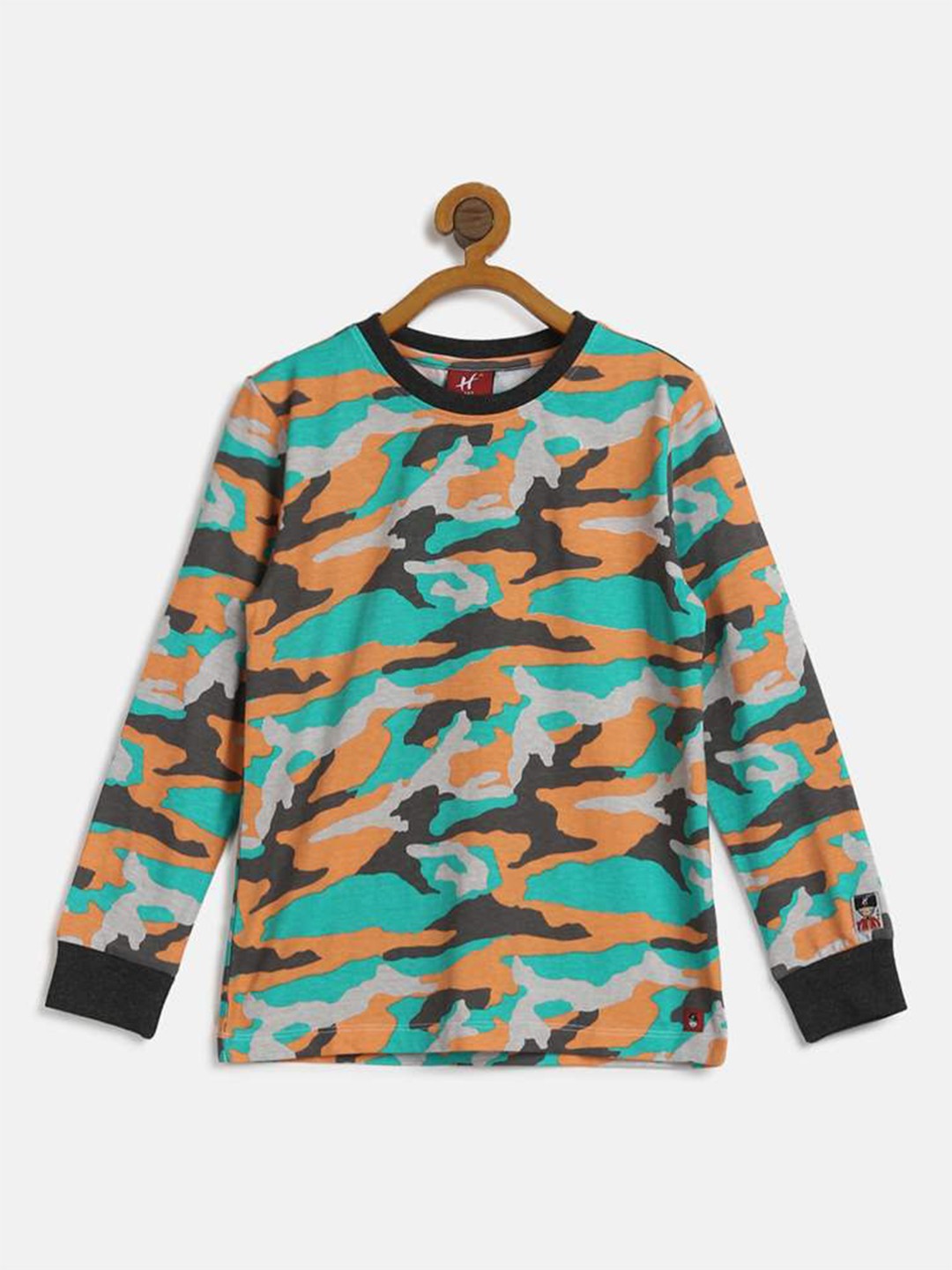 

H By Hamleys Boys Camouflage Printed Round Neck Cotton Casual T-shirt, Multi