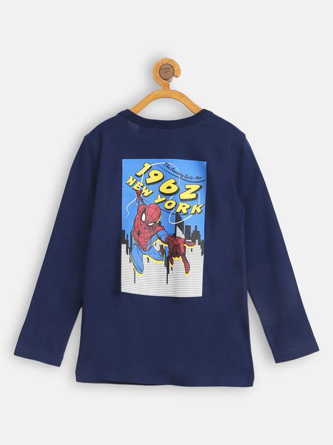

H By Hamleys Boys Spider Man Printed Long Sleeves Cotton T-shirt, Navy blue