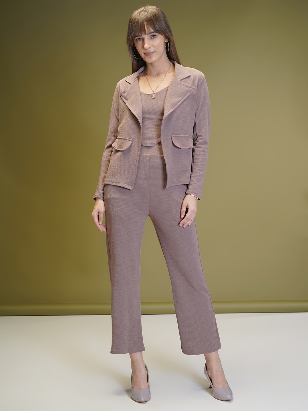 

WESTHOOD Shoulder Straps Top & Trouser With Jacket, Lavender