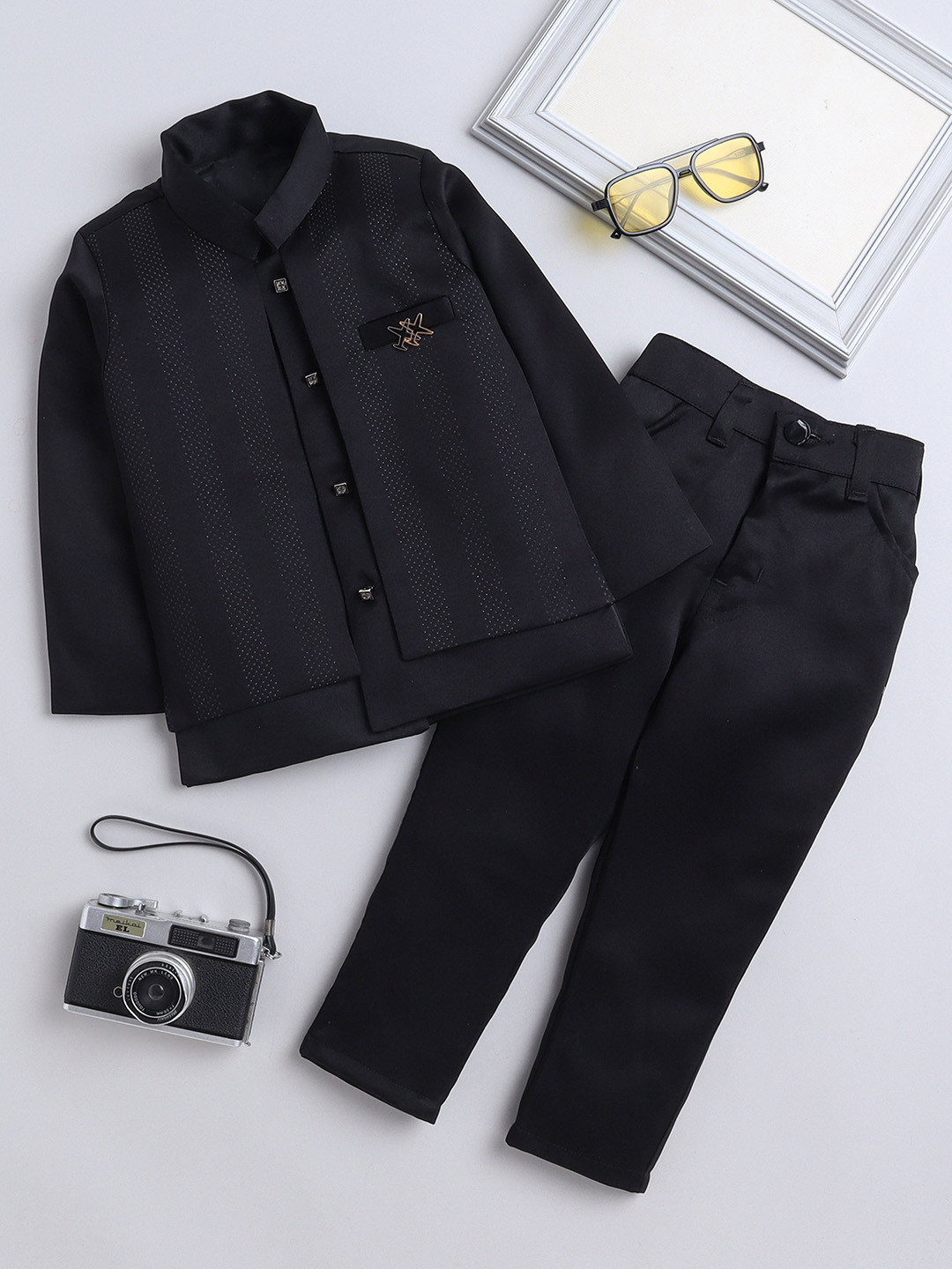 

BAESD Boys Two-Piece Single-Breasted Party Suit, Black