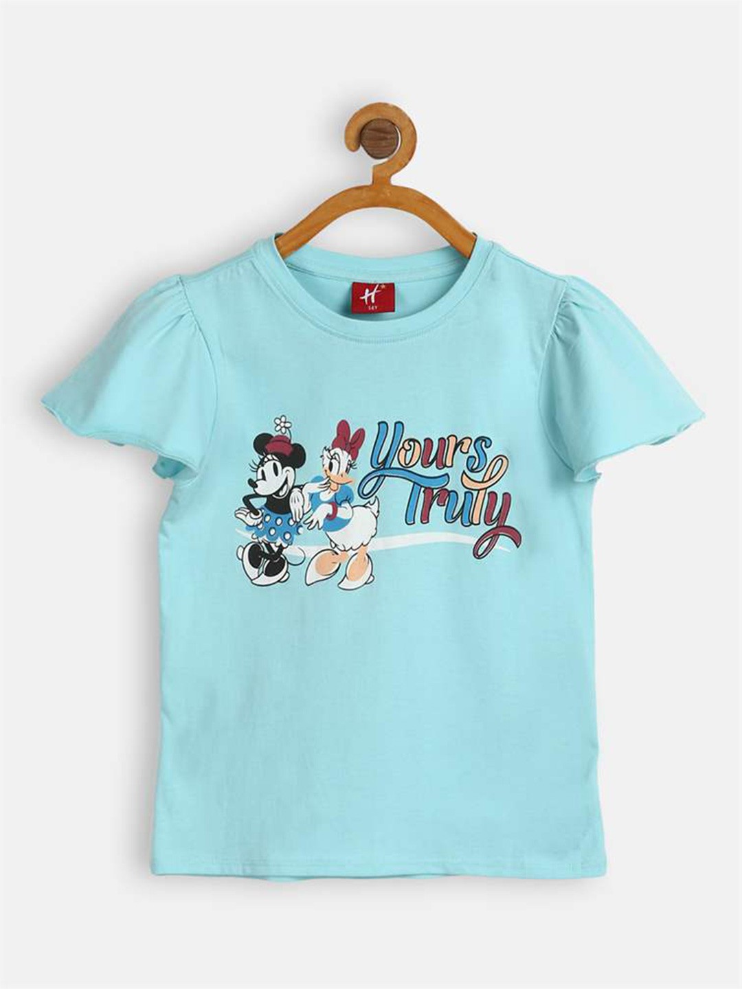 

H By Hamleys Girls Minnie & Daisy Print Flutter Sleeve Top, Blue