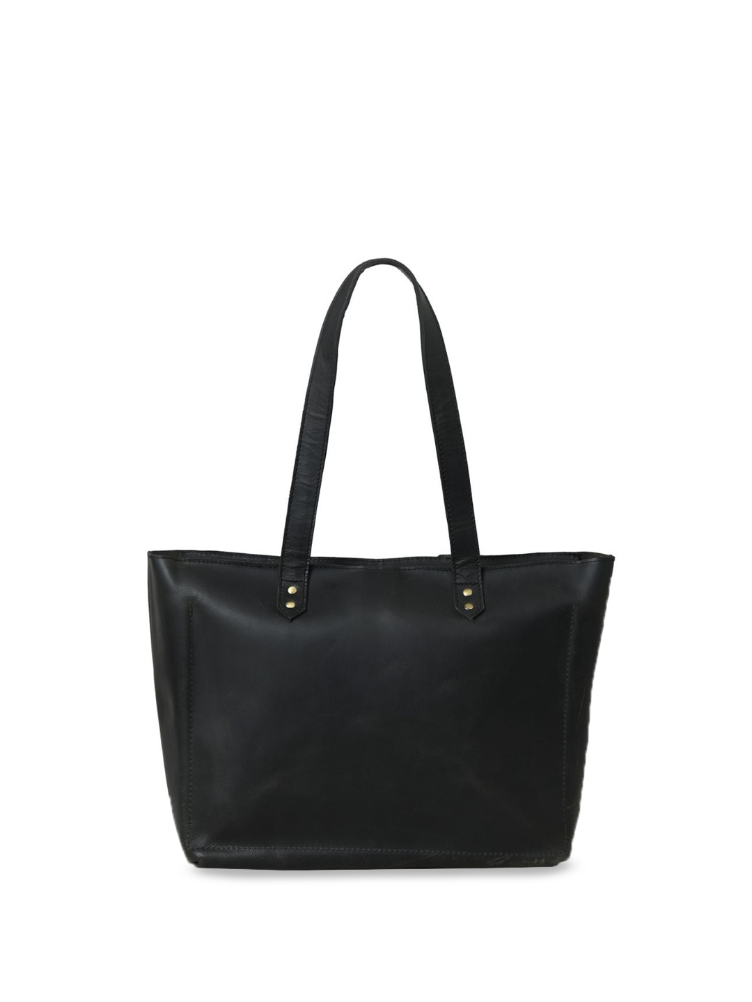 

MaheTri Essential Work Leather Structured Tote Bag, Black