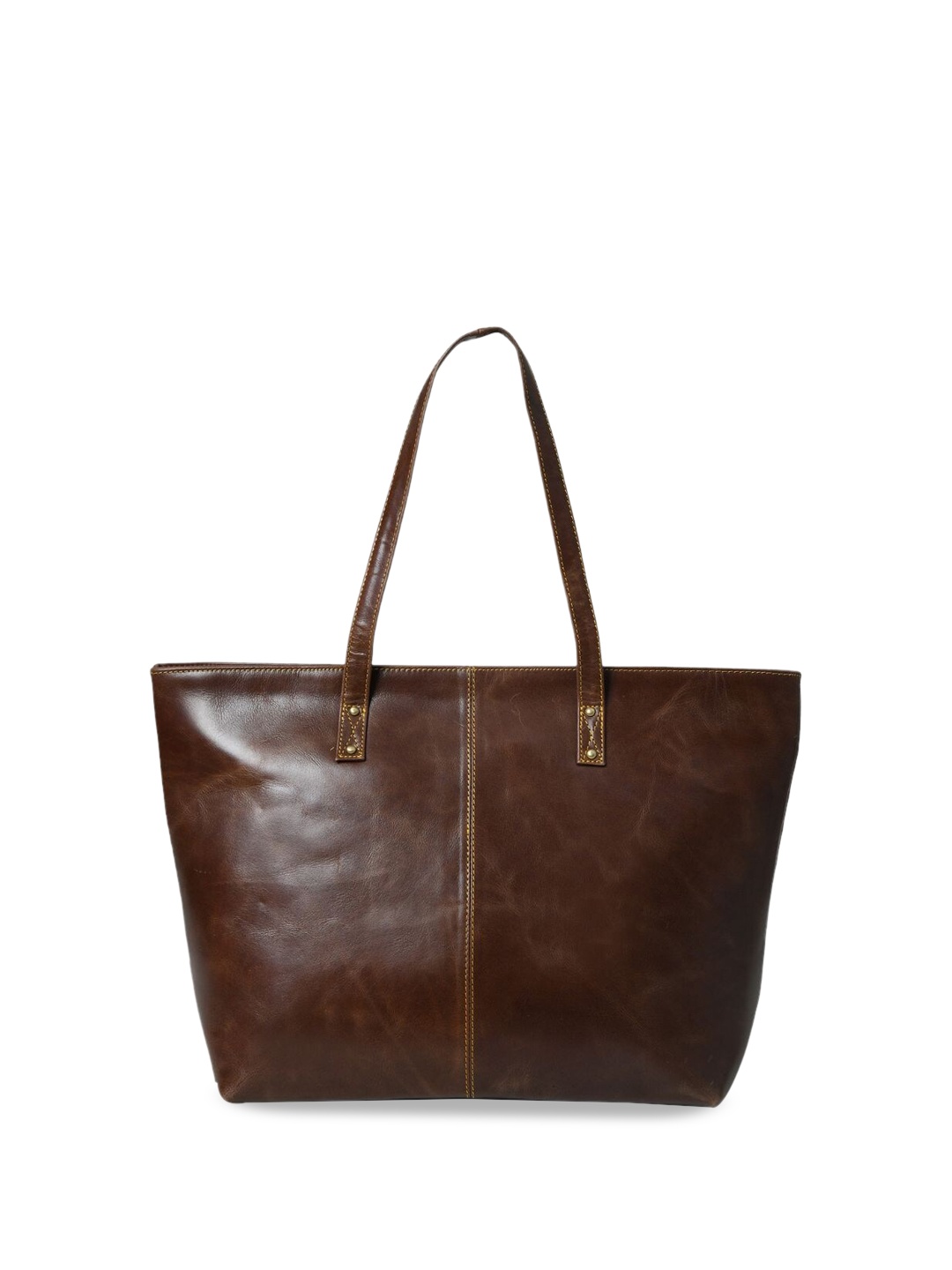 

MaheTri The Kim Leather Structured Tote Bag, Brown