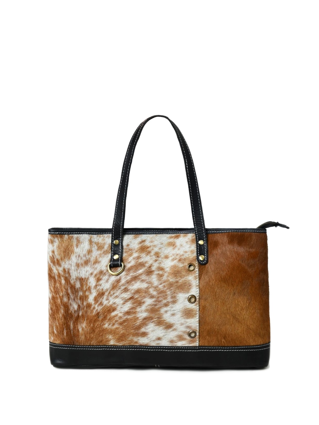 

MaheTri Printed Leather Oversized Structured Shoulder Bag, Black