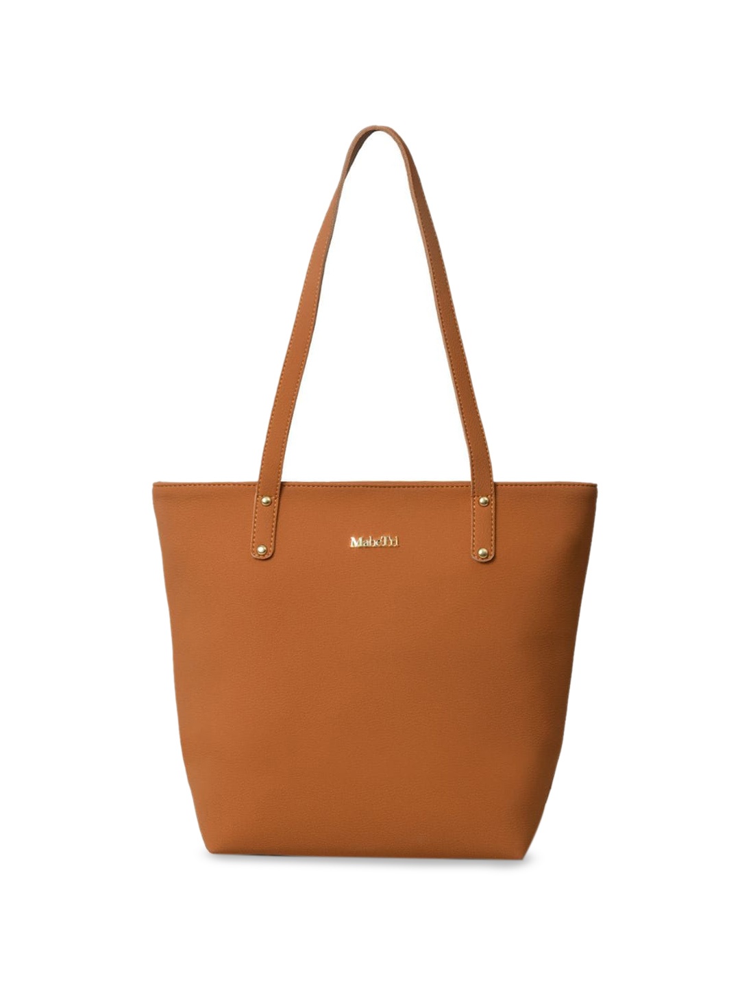 MaheTri Era Oversized Vegan Leather Structured Tote Bag, Brown
