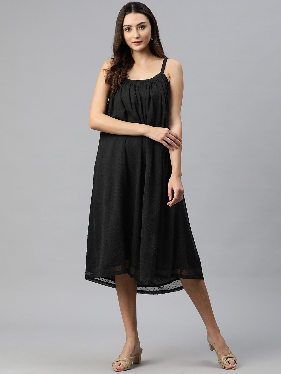 

Ayaany Chiffon A-Line Midi Dress, Black