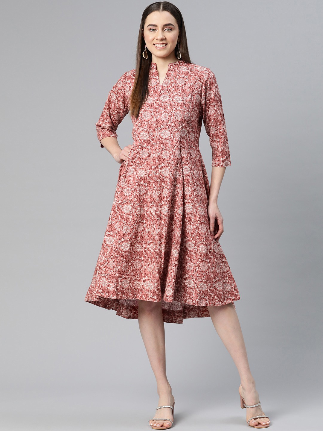 

Ayaany Floral Print A-Line Dress, Rust