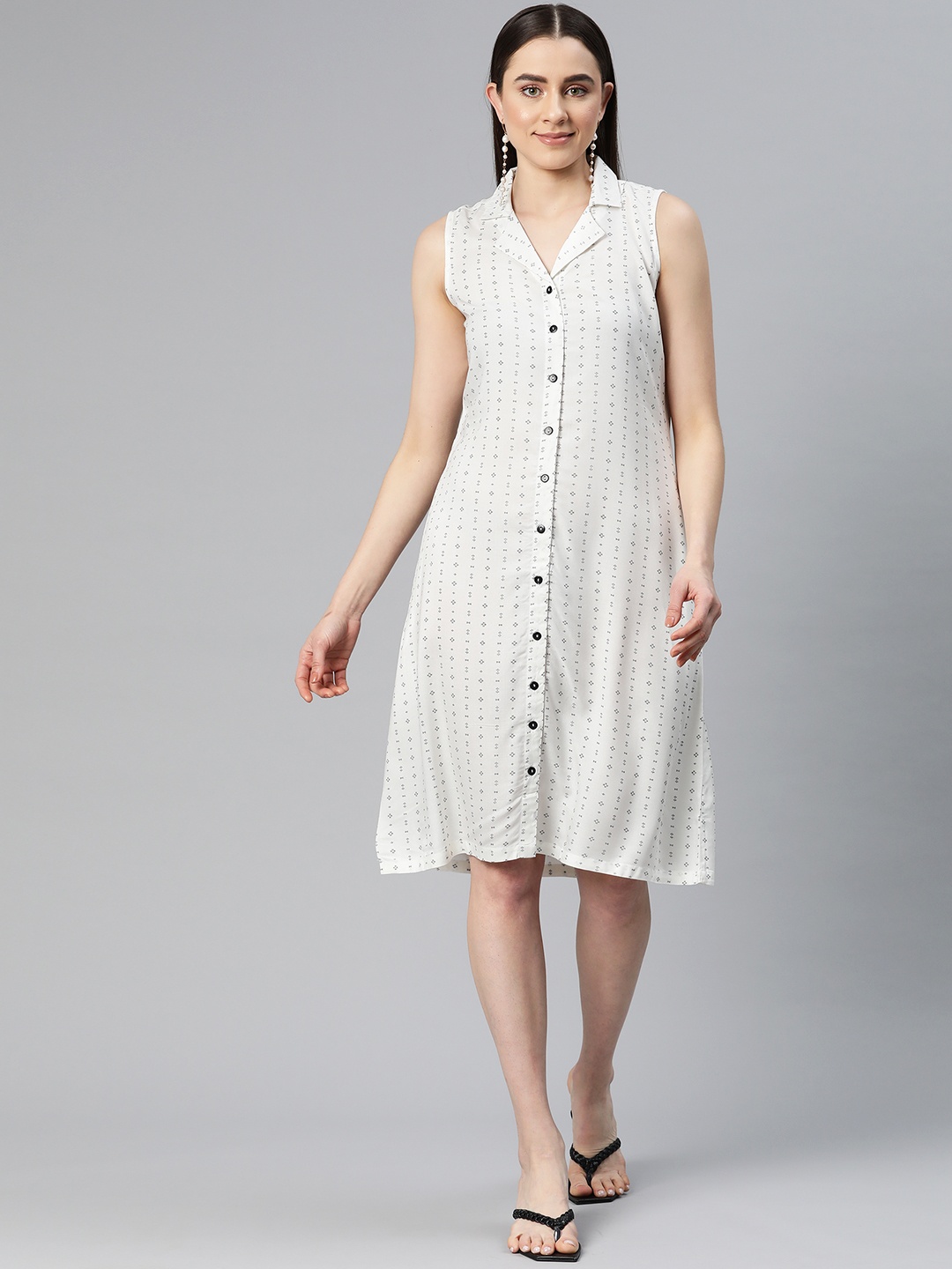 

Ayaany Abstract Print Shirt Dress, White