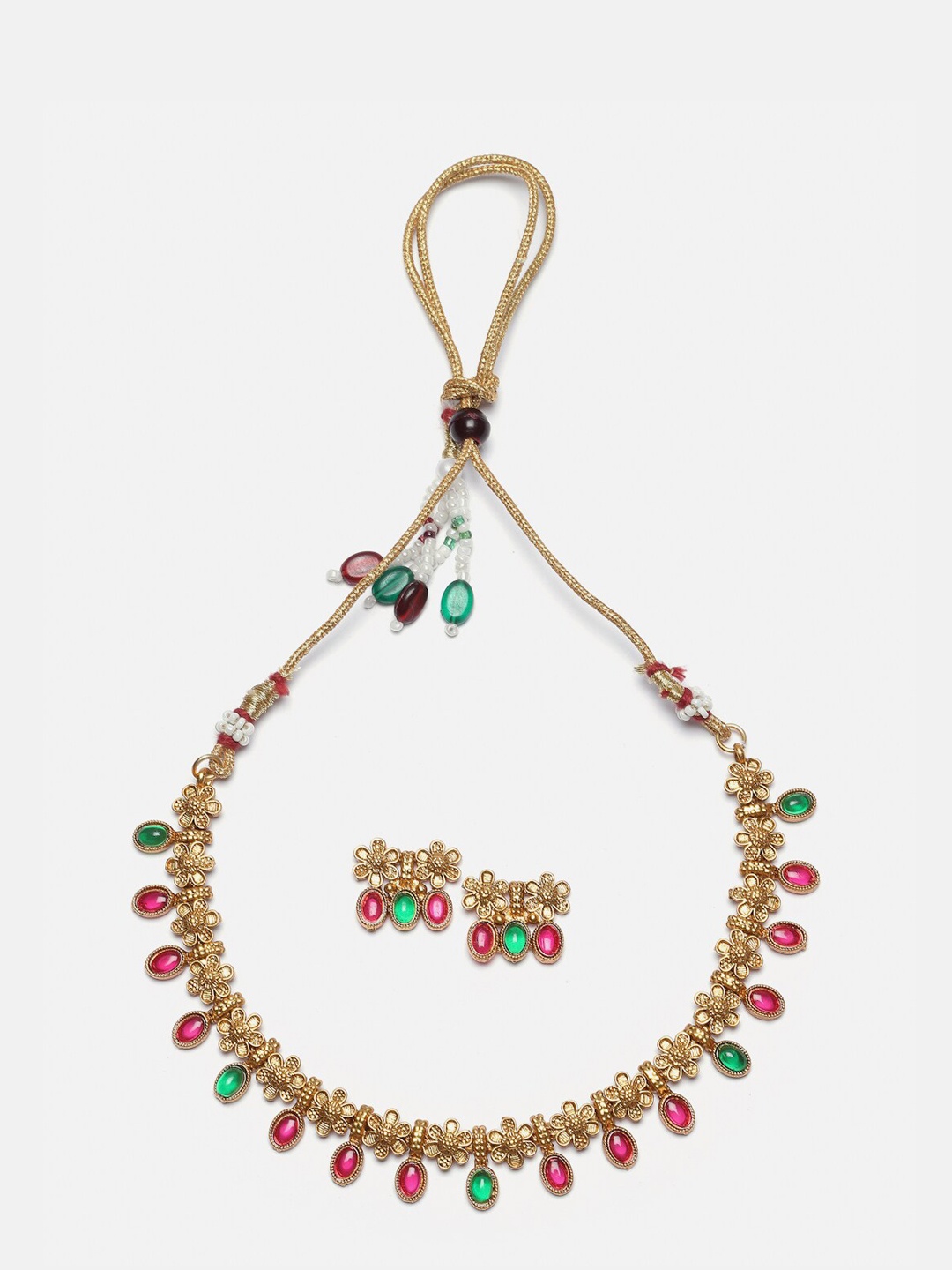 

Kennice Gold-Plated Cubic Zirconia-Studded Floral Jewellery Set
