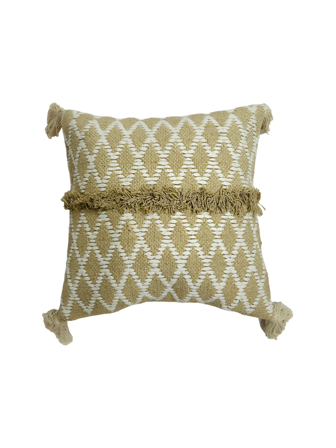 

GAB Brown & White Geometric Embroidered Cotton Square Cushion Covers