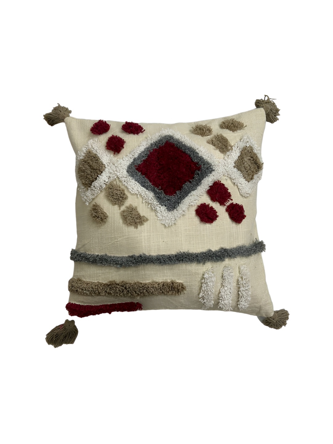 

GAB Brown & White Geometric Embroidered Cotton Square Cushion Covers