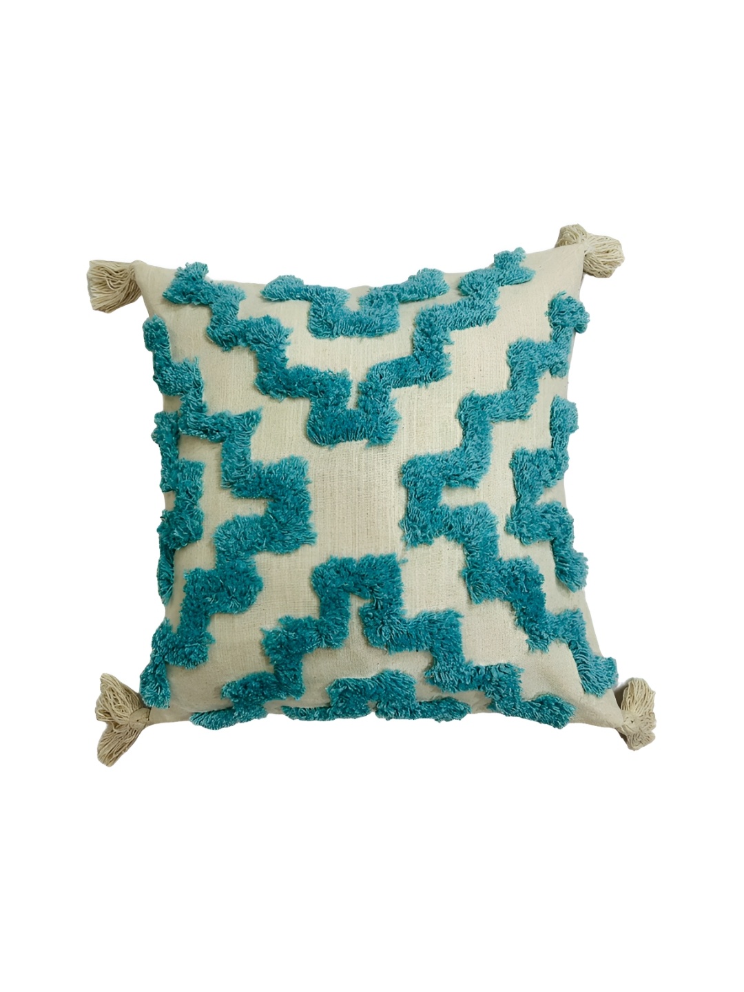 

GAB Blue & White Geometric Embroidered Cotton Square Cushion Covers