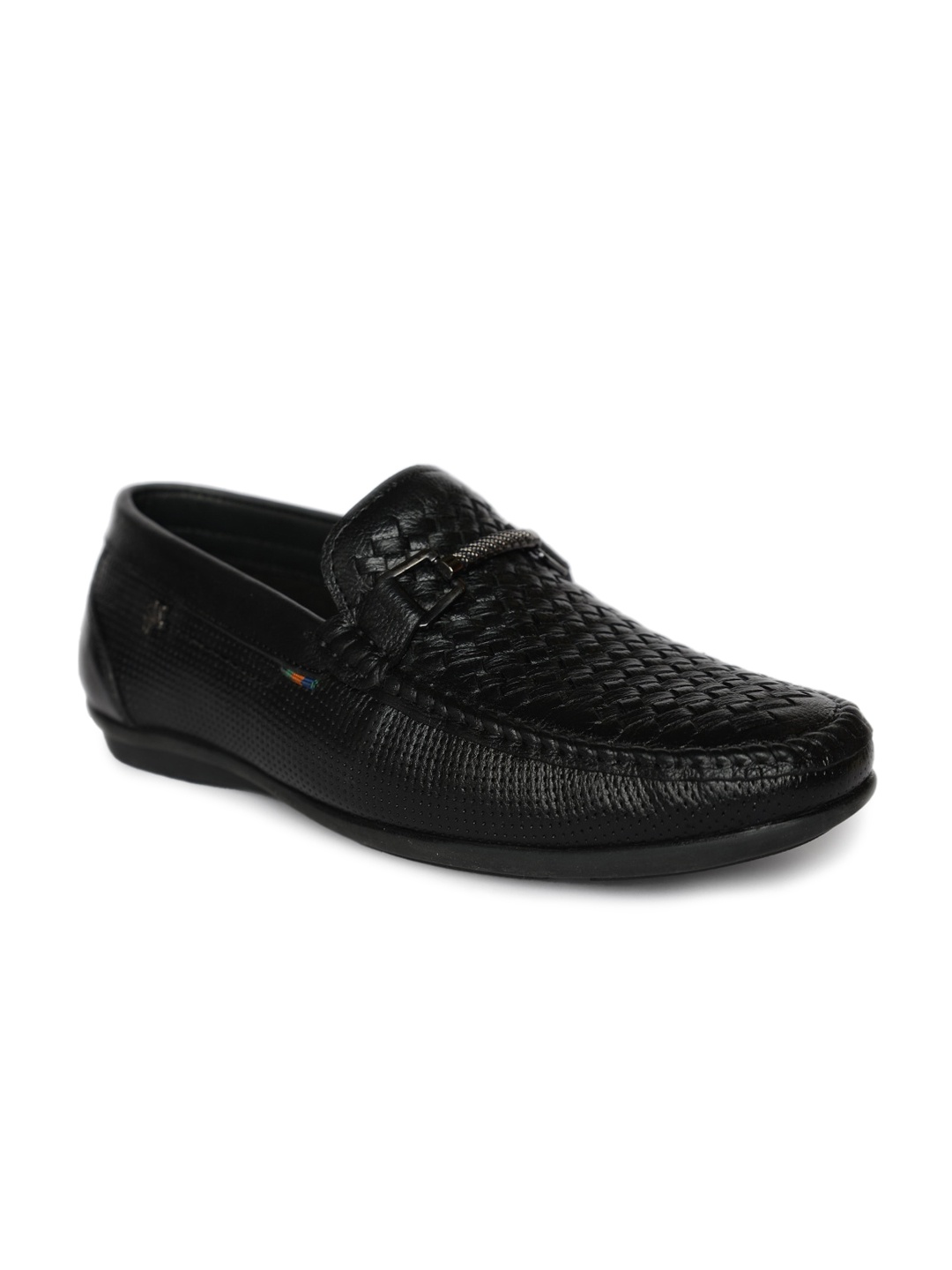 

Buckaroo Men Textured Leather Horsebit Loafers, Black