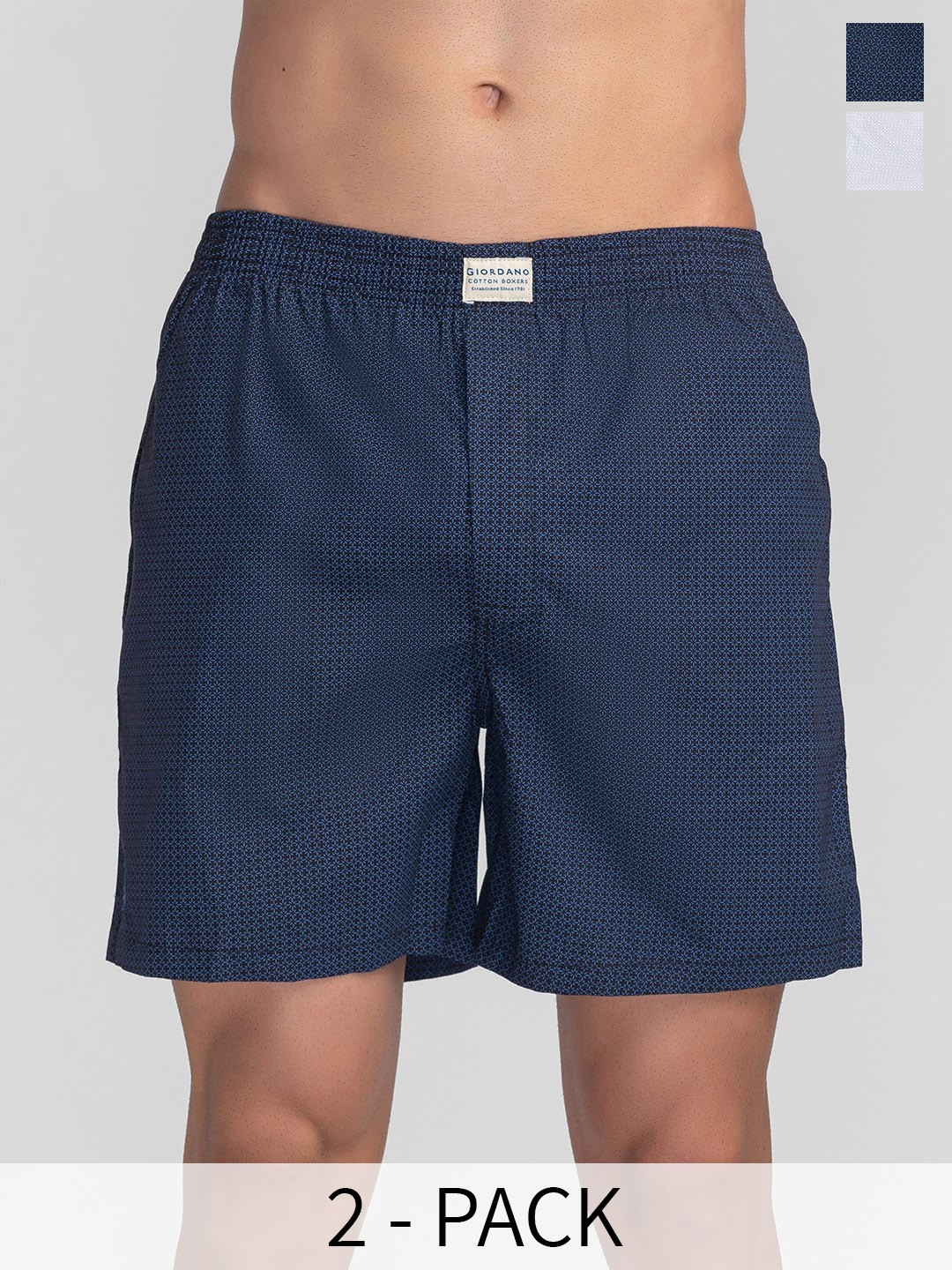 

GIORDANO Pack Of 2 Printed Pure Cotton Boxers GMBOX345679, White