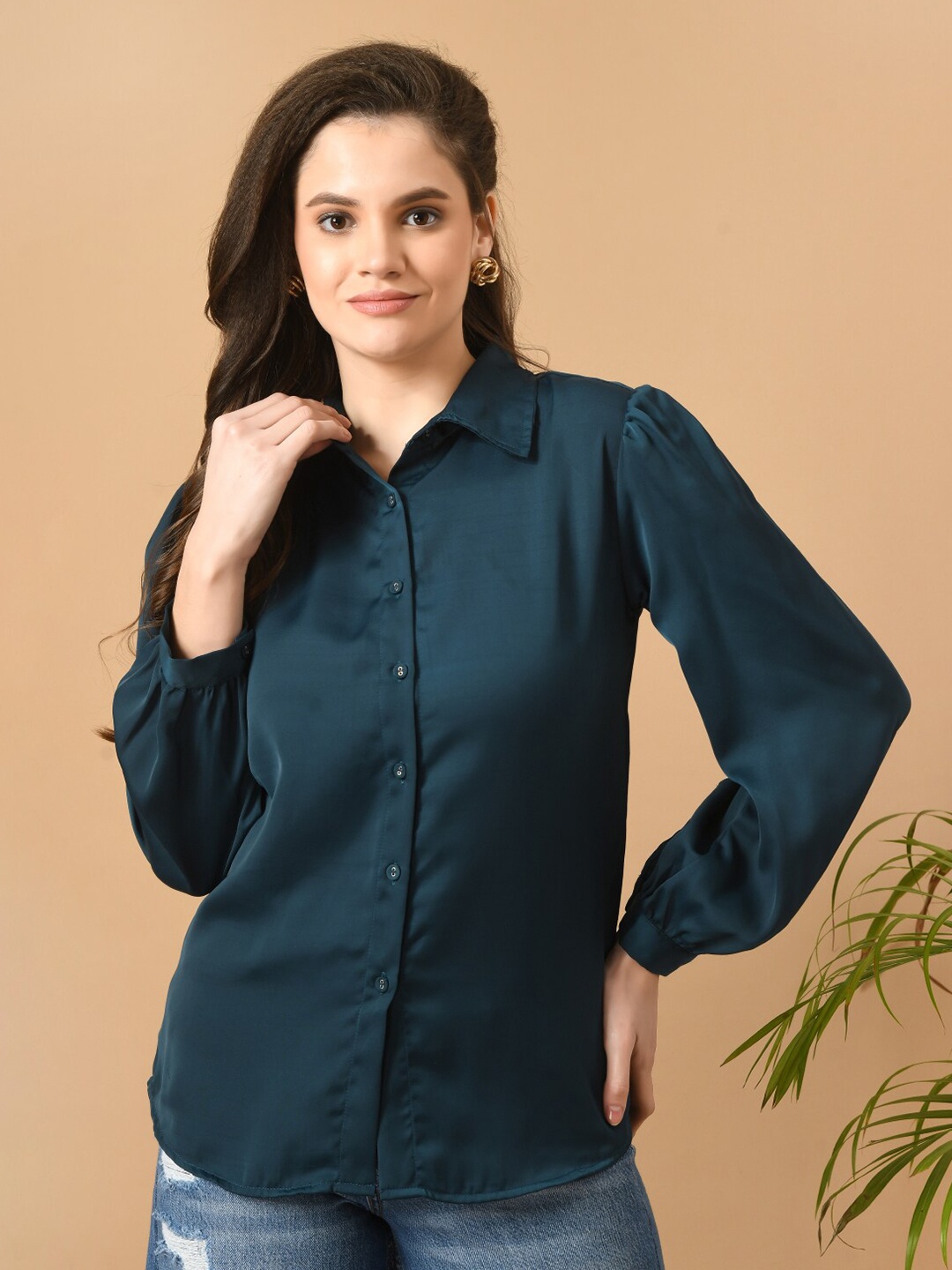 

IUGA Women Opaque Casual Shirt, Green
